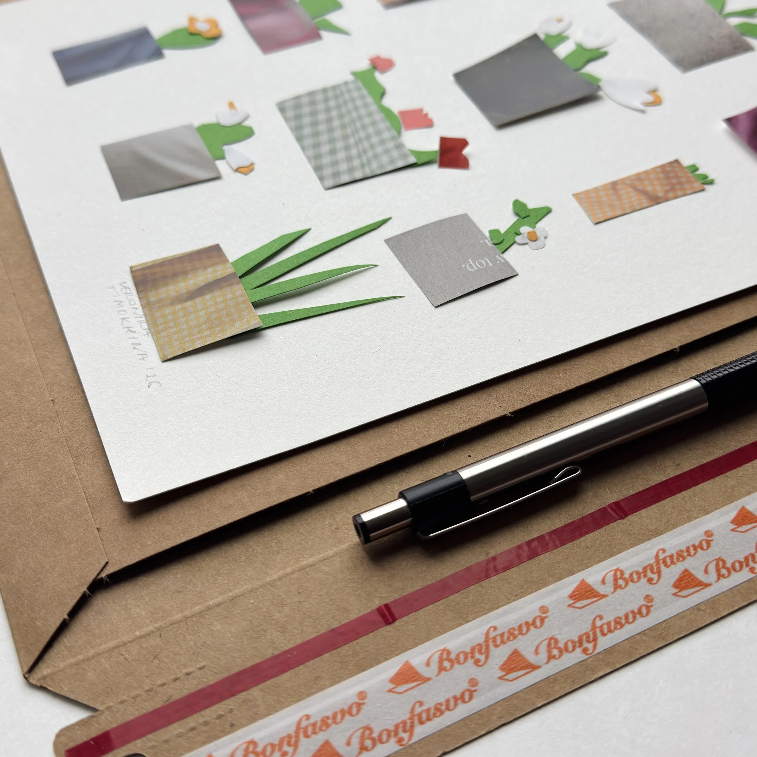 close-up of green paper plant illustration