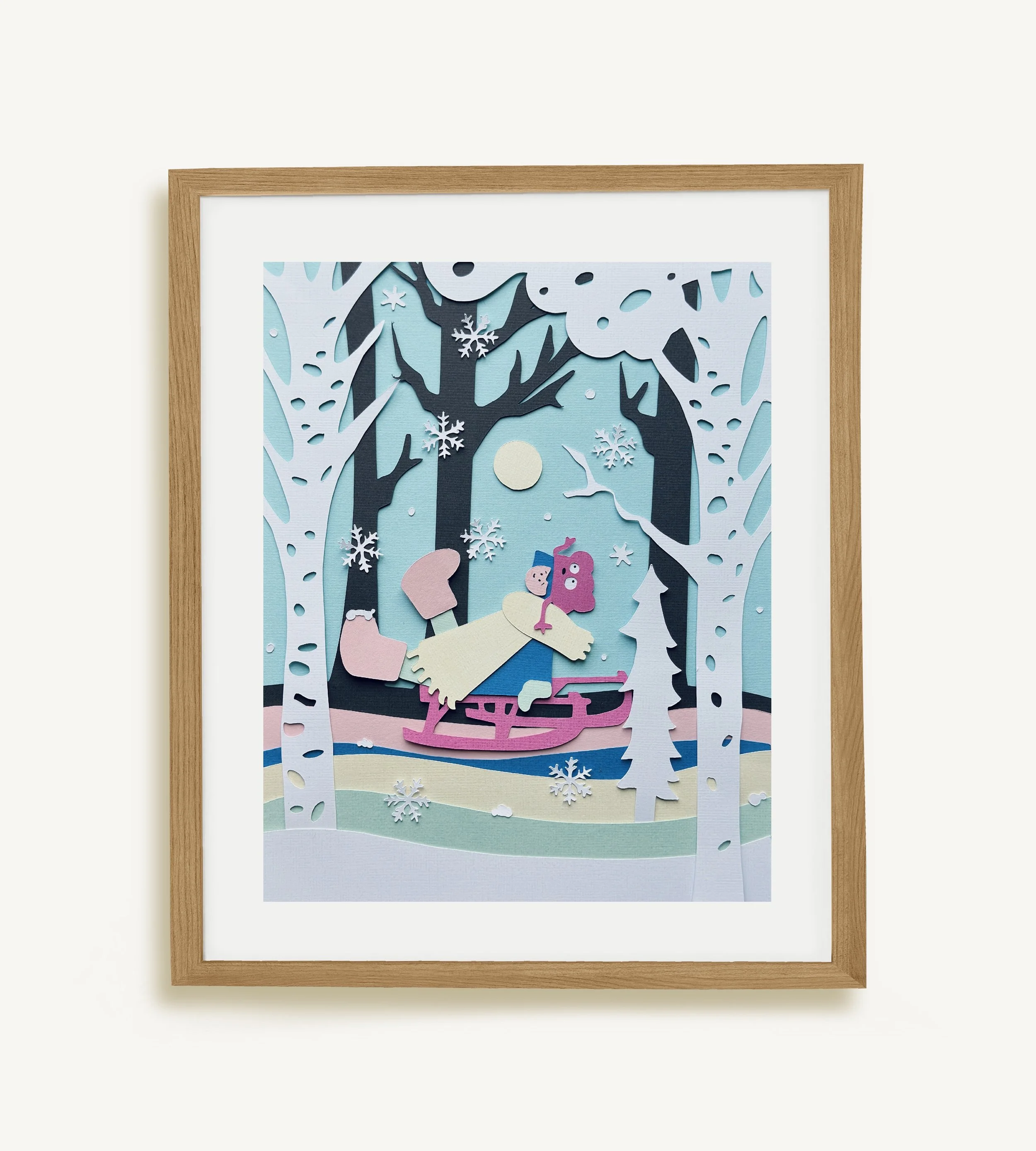 Winter Kiss Papercut Collage | Handcrafted Art Print