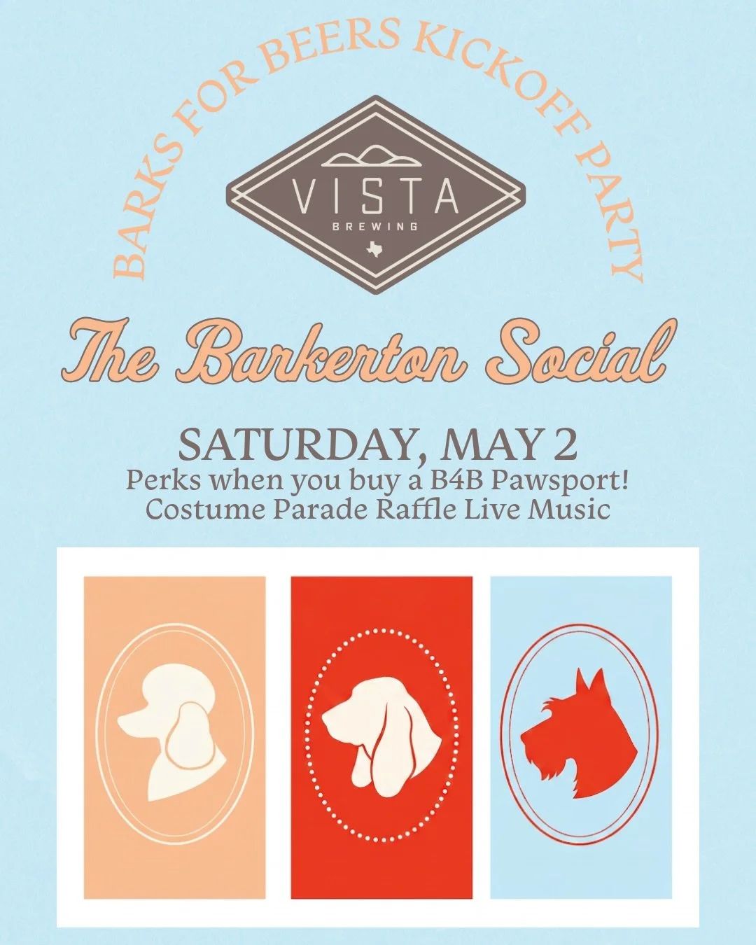 🐾 Barks for Beers Kickoff Party: The Barkerton Social
This Saturday, May 2 &middot; 11 AM &ndash; 4 PM
RSVP + details on our site

May is Barks for Beers month, and we&rsquo;re kicking it off at Vista with a little extra flair: a garden party for ou