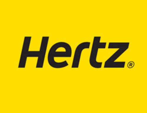 Hertz logo on a yellow background