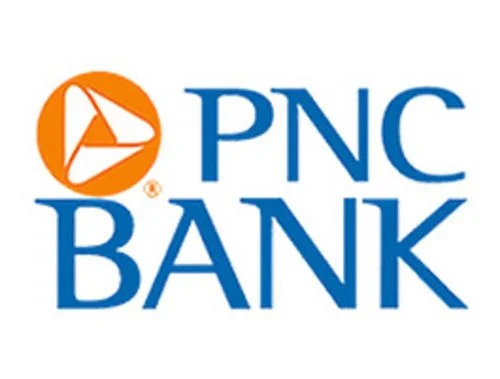 PNC Bank logo with orange emblem and blue text