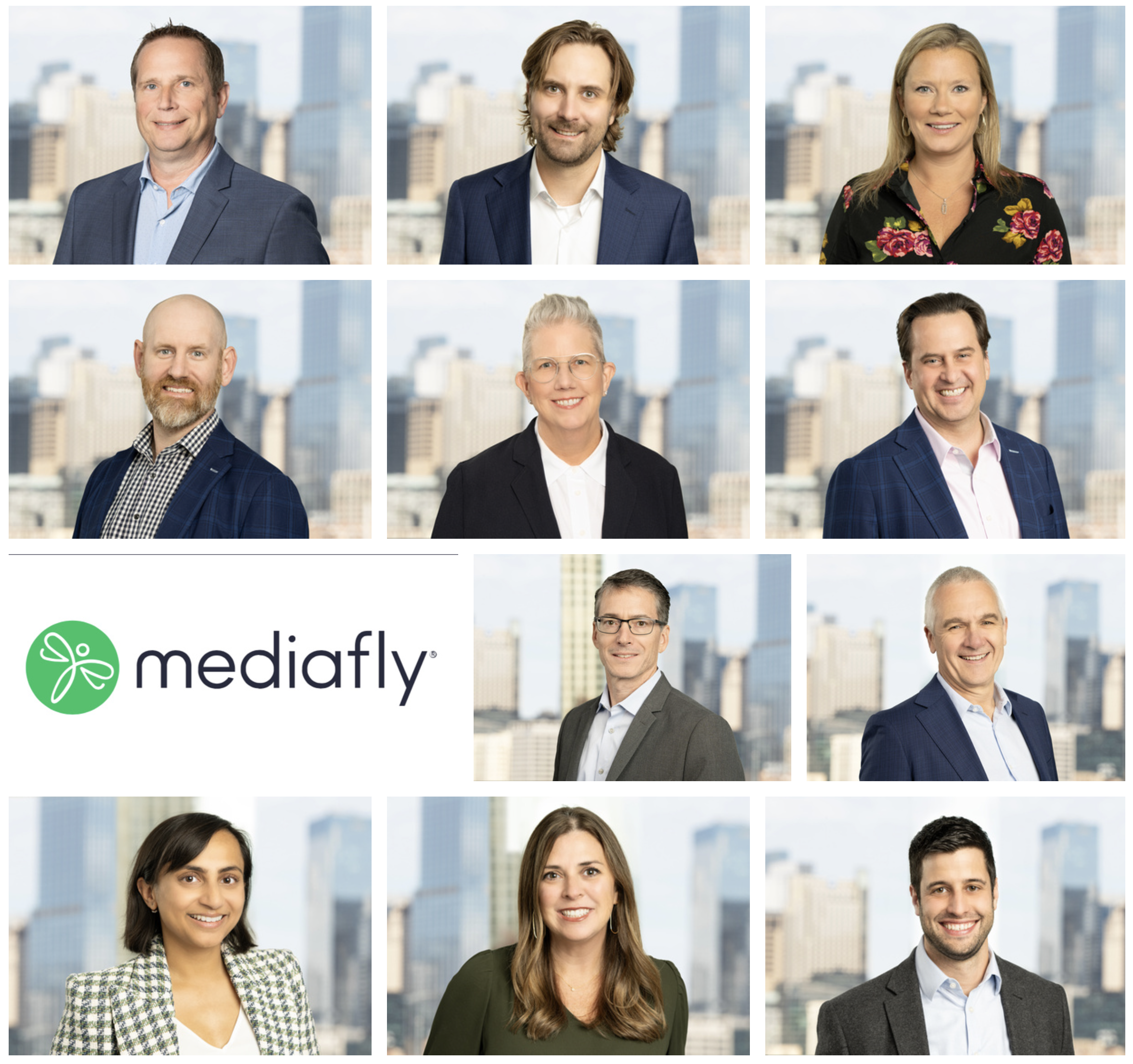 headshots against the Chicago skyline for a media company