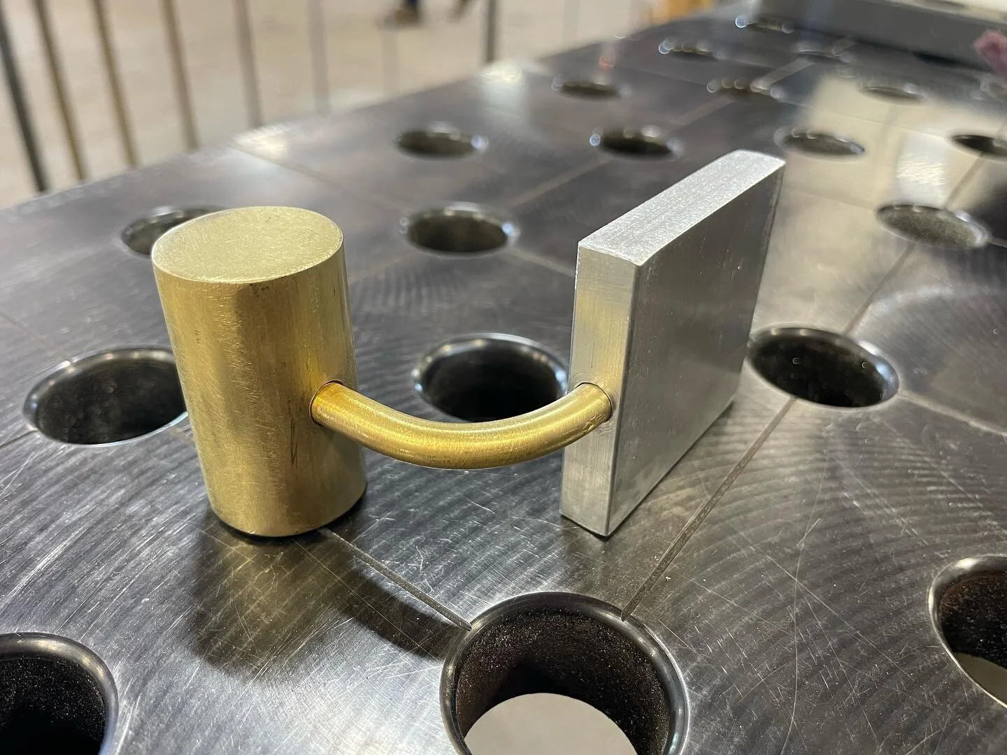 Brass and aluminum handle section mock-up.  @mattgarciadesign @dowbuilt #austin #fabrication #architecture #details