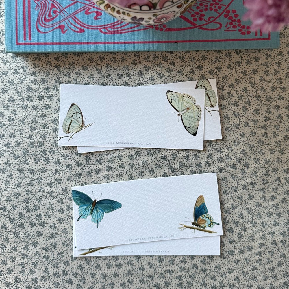 Punctilious Mr. P's 'Blue Butterflies' Place Card Set