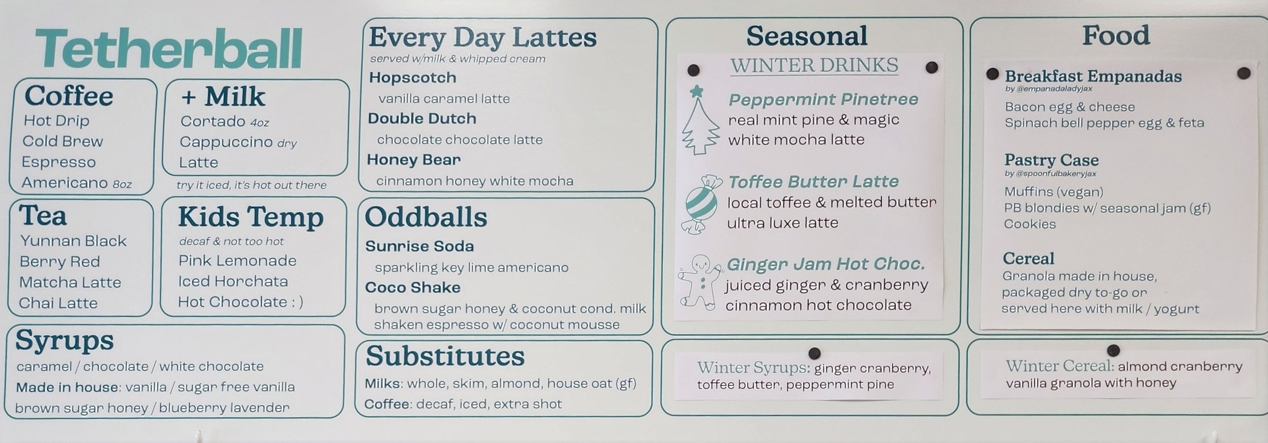 Cafe Menu — Tetherball Coffee