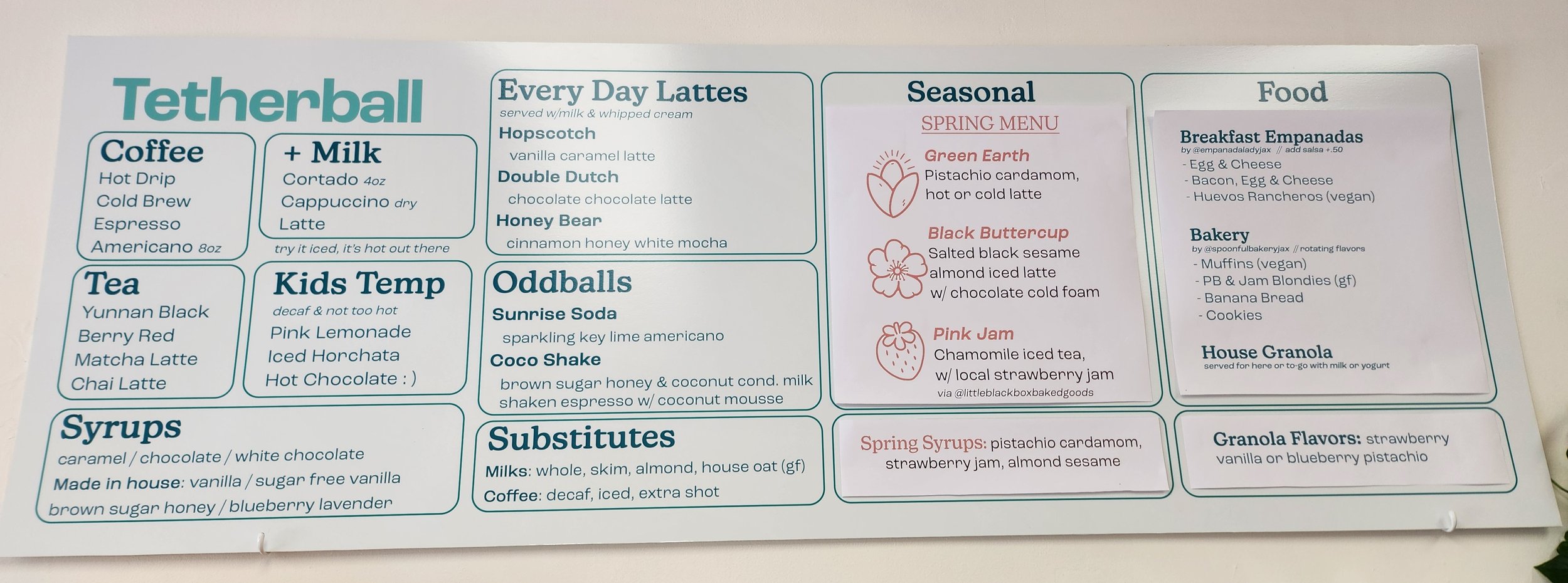 Cafe Menu — Tetherball Coffee