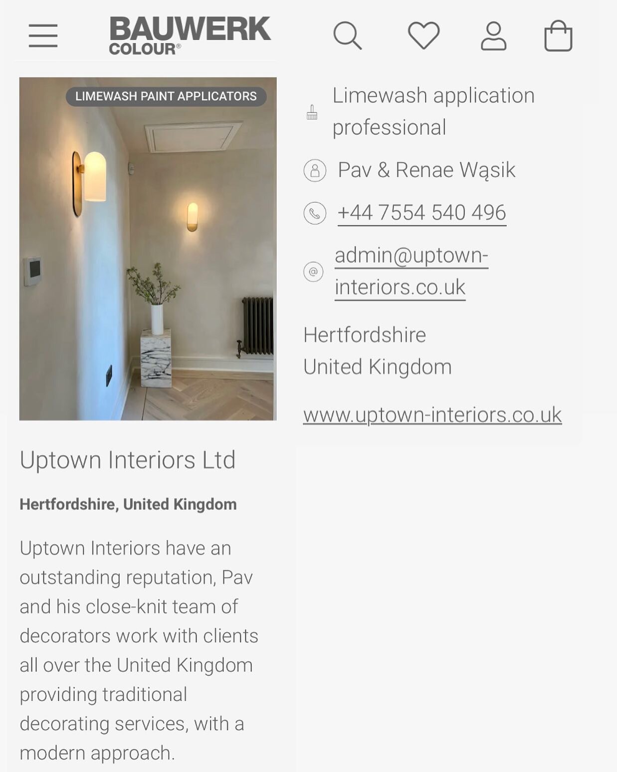 We are honoured to be listed as one of @bauwerkcolour&rsquo;s recommended expert applicators in the U.K. - We pride ourselves on mastering skills like Limewash application, and these recognitions make all the hard work worth it. #limewash #bauwek #de