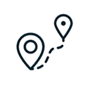 Map icons showing location and a route between two points