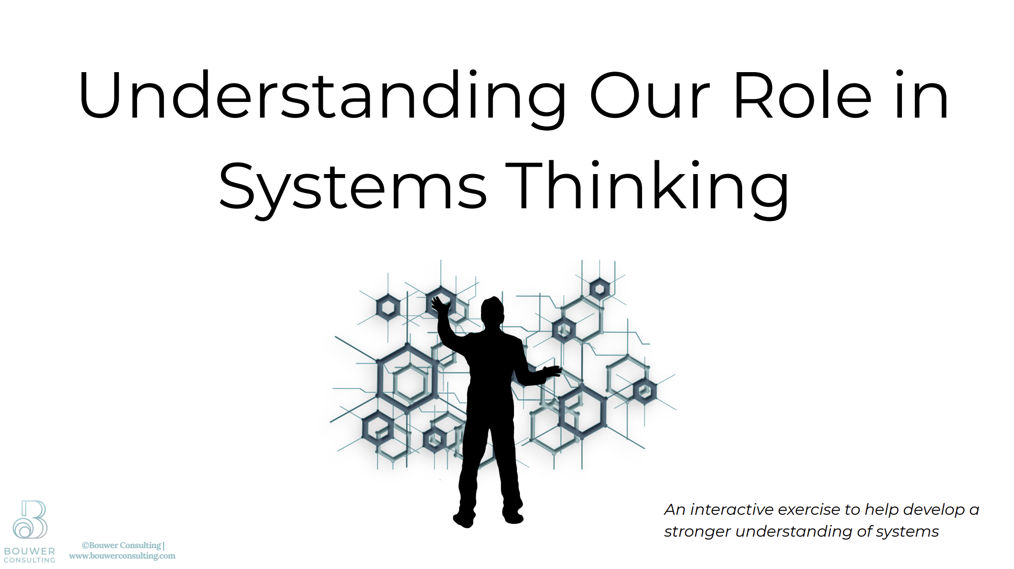 man connecting hexagons on touch screen