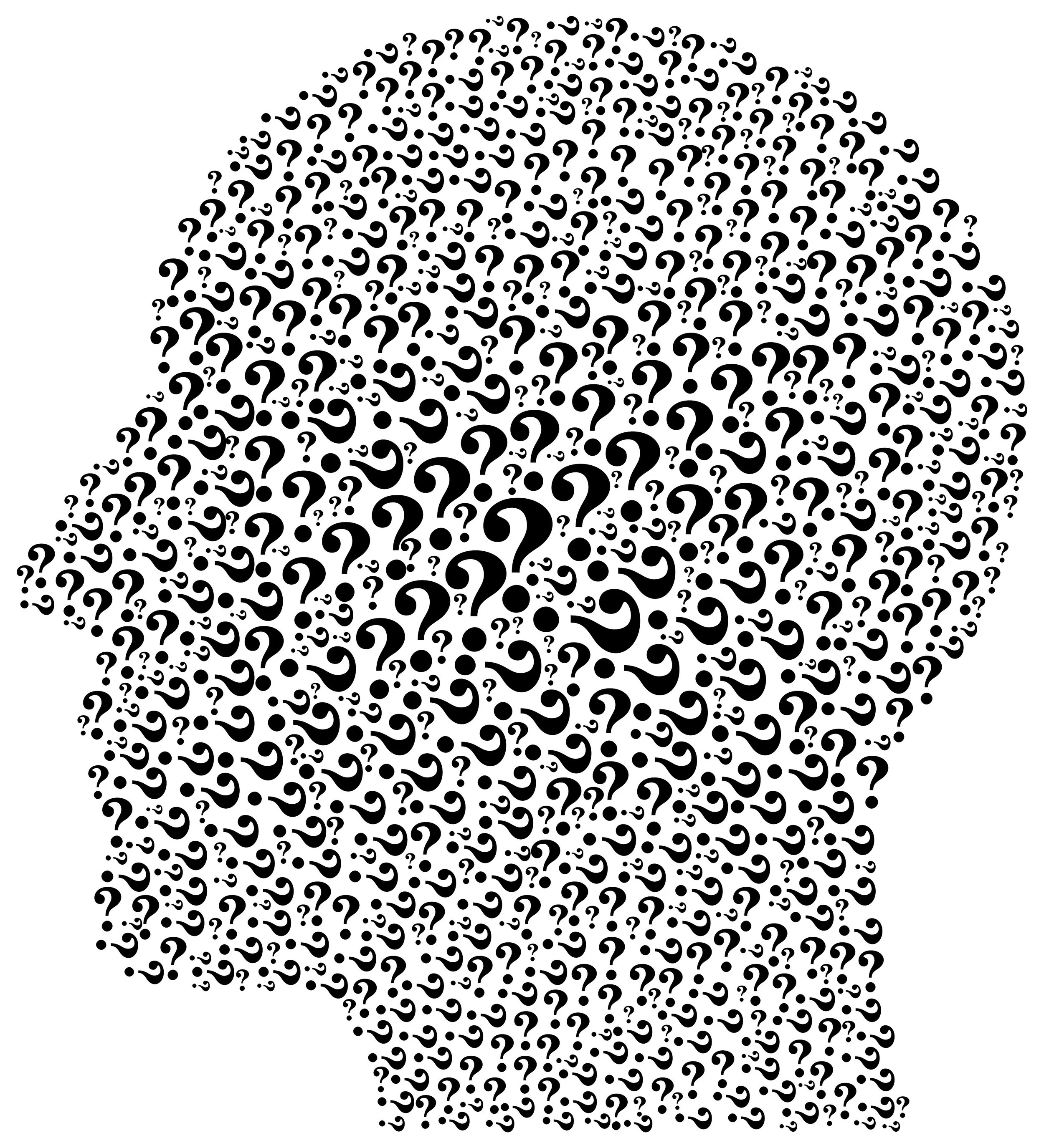 outline of head made from question marks