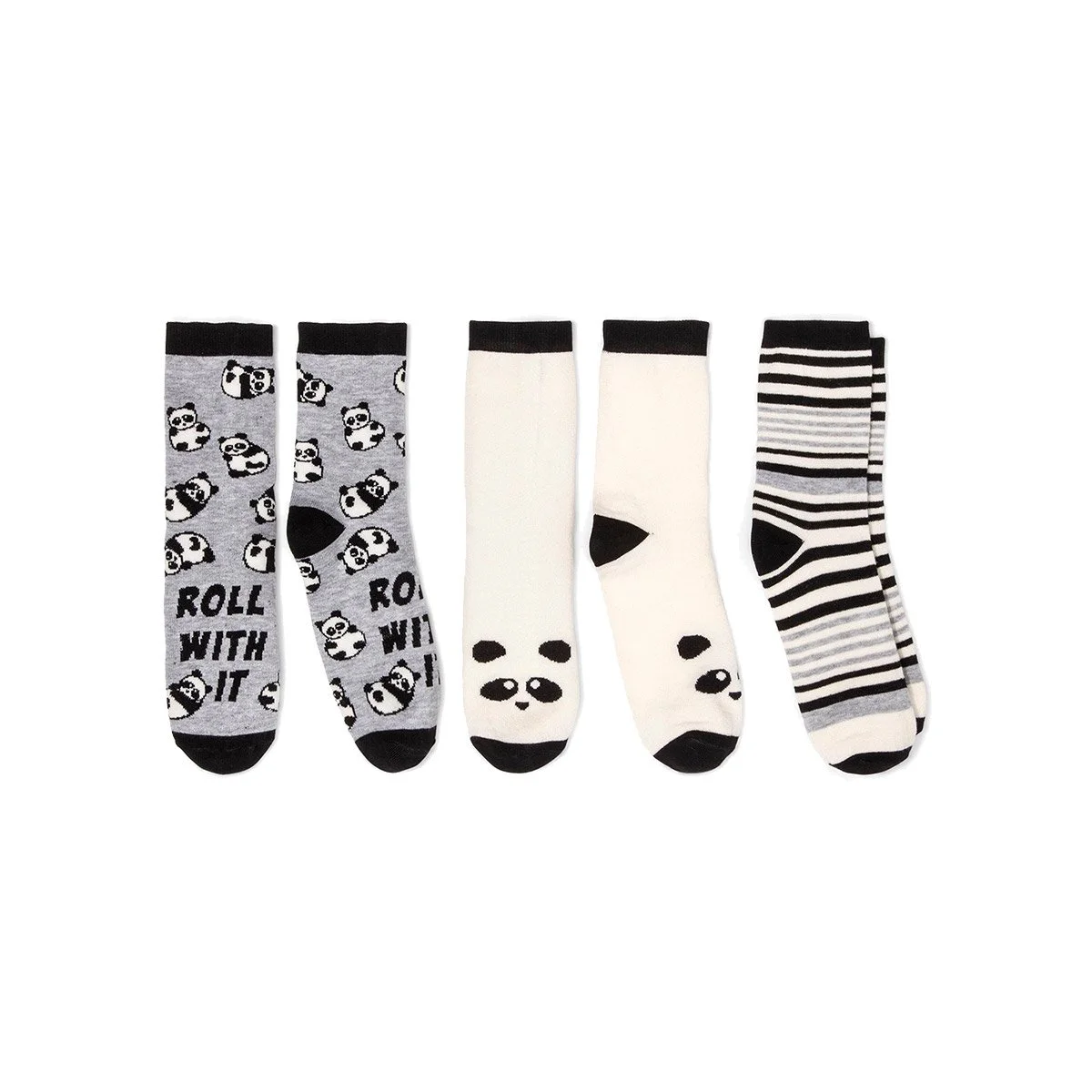 panda socks in black and white