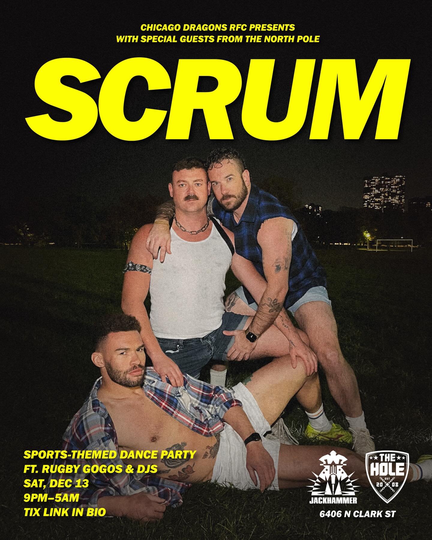 Santa upgraded his roster this year 🎅

Meet us at Jackhammer on Saturday, December 13 for SCRUM, where the boys are geared up to jingle your bells all night long.

🏉 Rugby boys dancing and hosting
🔥 Jockstraps welcome

Presale until 12/12: $15
Day
