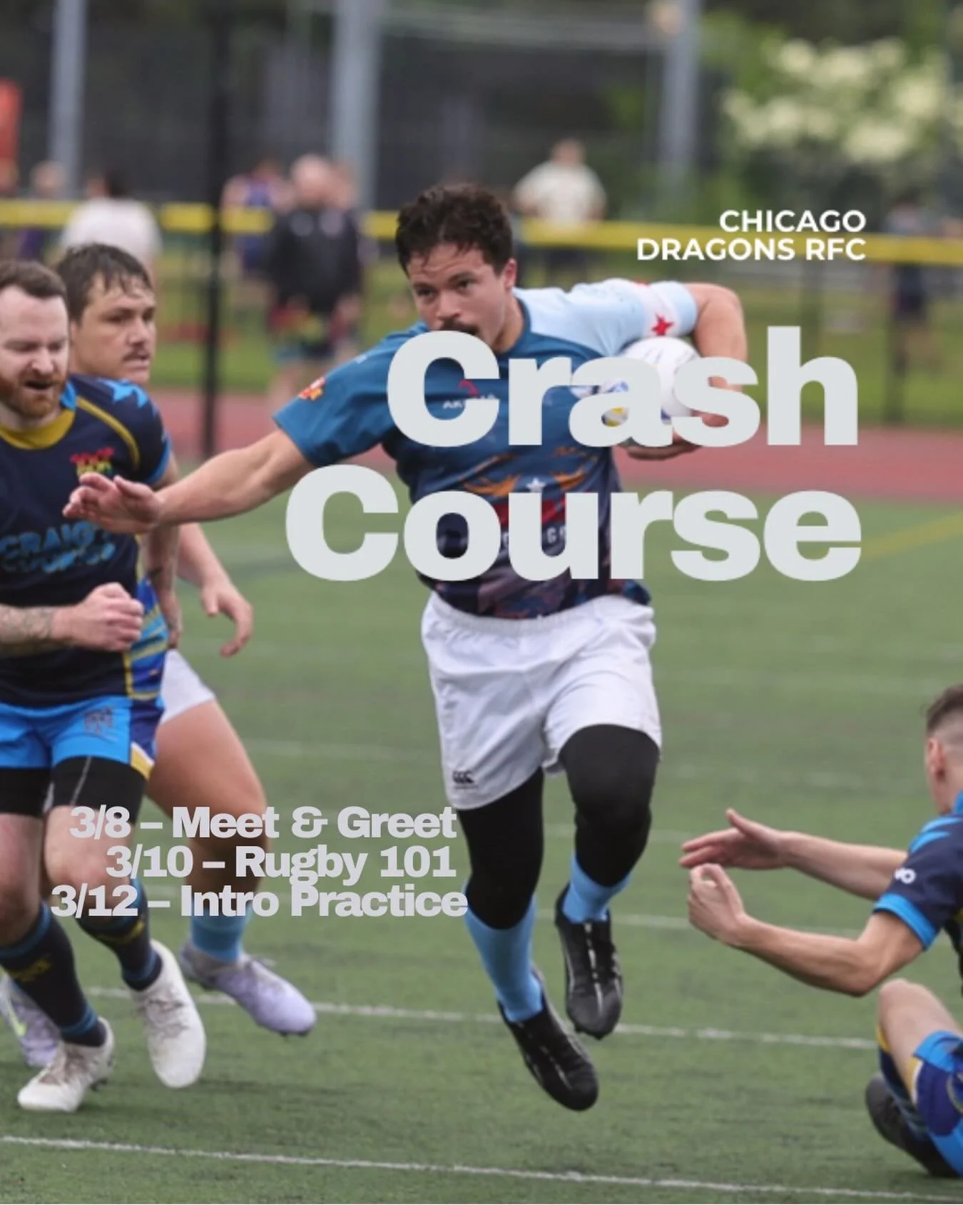 Ready to score your first try?
Chicago Dragons welcome you to Crash Course, our intro week where you&rsquo;ll learn everything you need to unleash the rugger inside of you.

Crash Course begins with a meet and greet at Sidetrack, where you can mingle