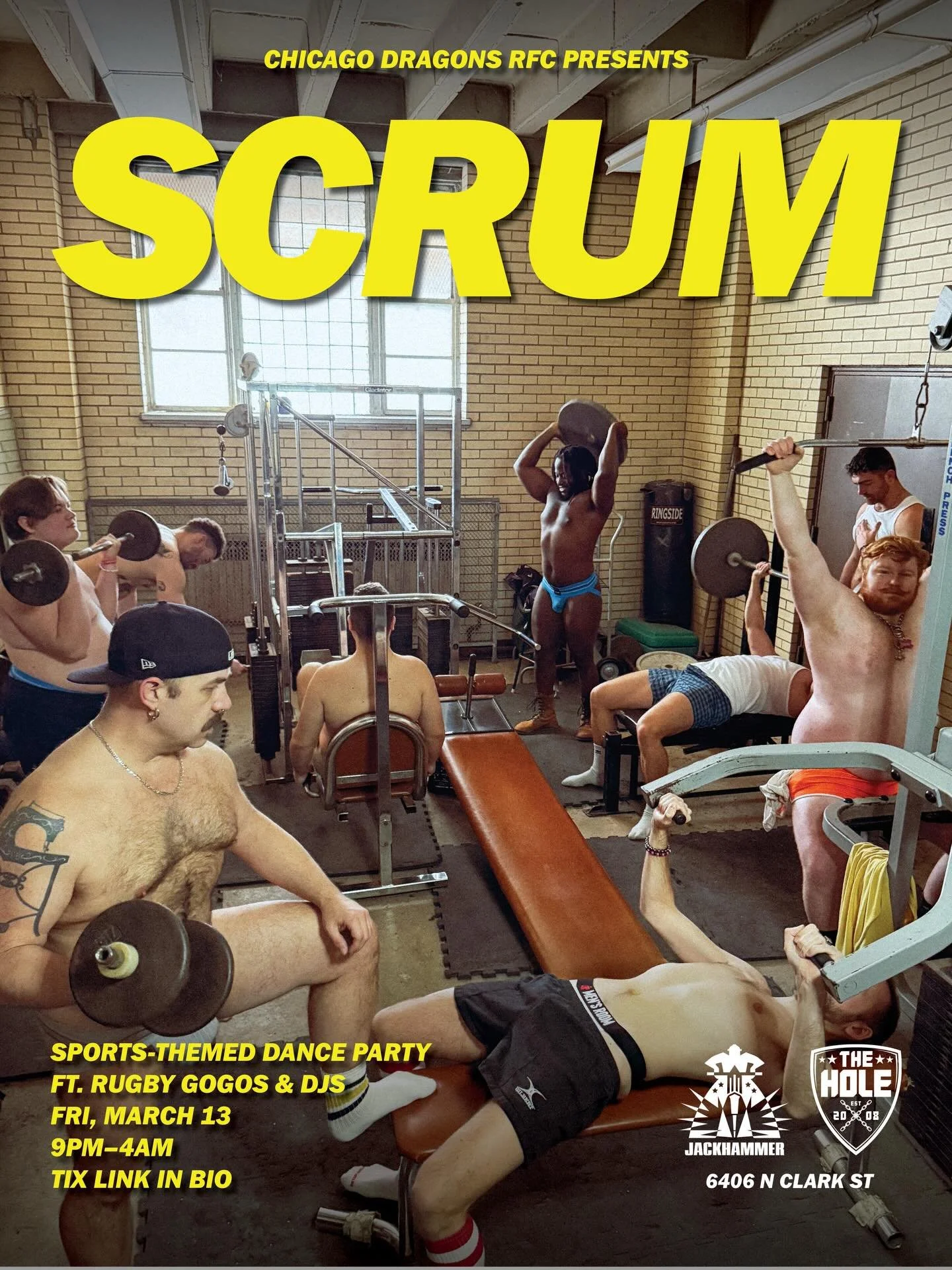 SCRUM is back! Come get sweaty and dance with the Dragons. Rugger gogos and DJs all night, with all proceeds supporting our journey to represent Chicago at the 2026 Bingham tournament in Brisbane! 

🎟️ In Bio
#chicago #gayrugby