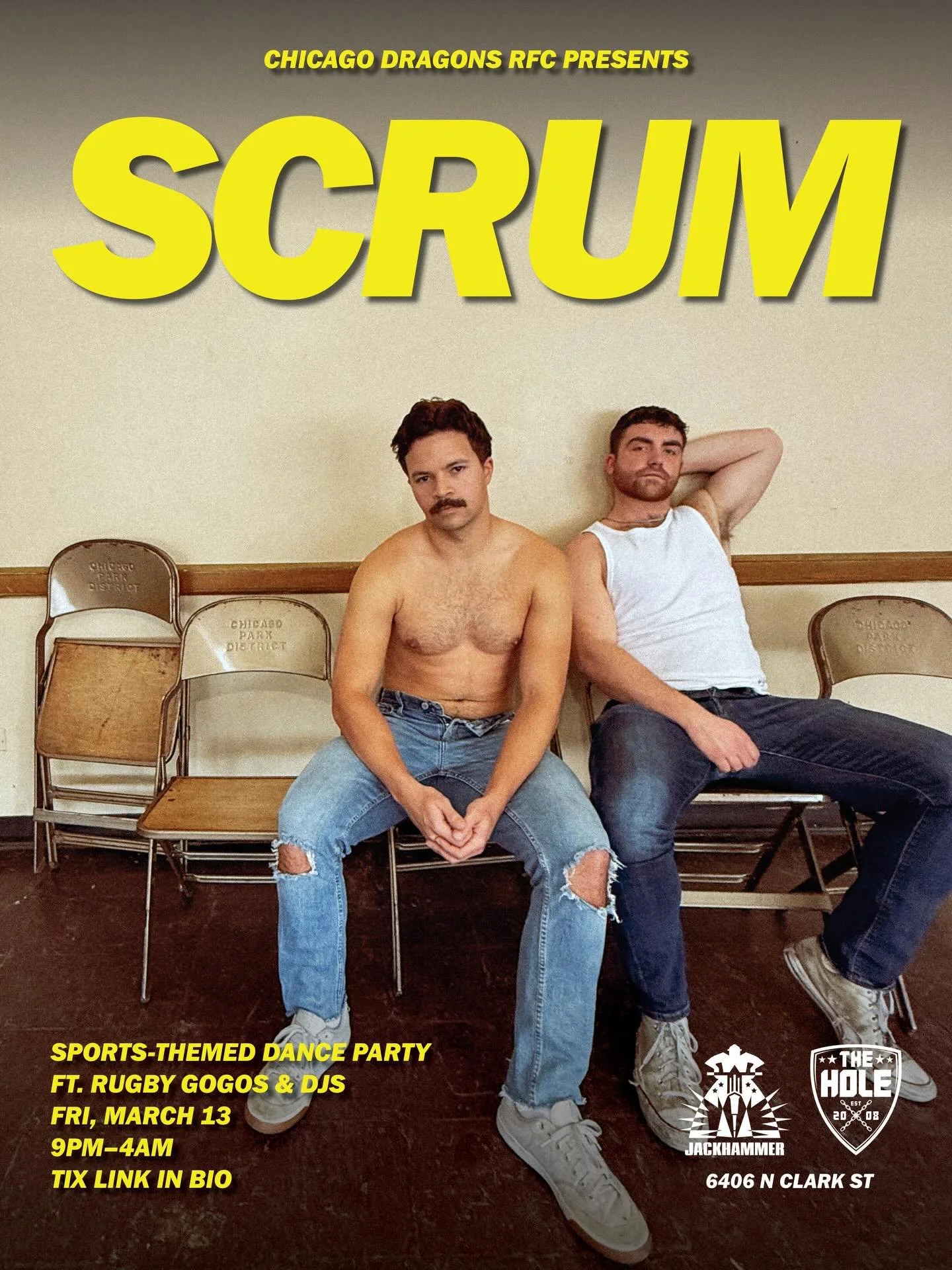 TOMORROW!! SCRUM comes back for our first party of 2026, we&rsquo;re taking over Jackhammer and The Hole with rugger hosts, gogos, and djs all night. Meet your SCRUM crew:

HOSTS 

Jacob Merrill
Elikem Dorbu
Daniel Colangelo
Zach Wolford

DJs

DJ Gru