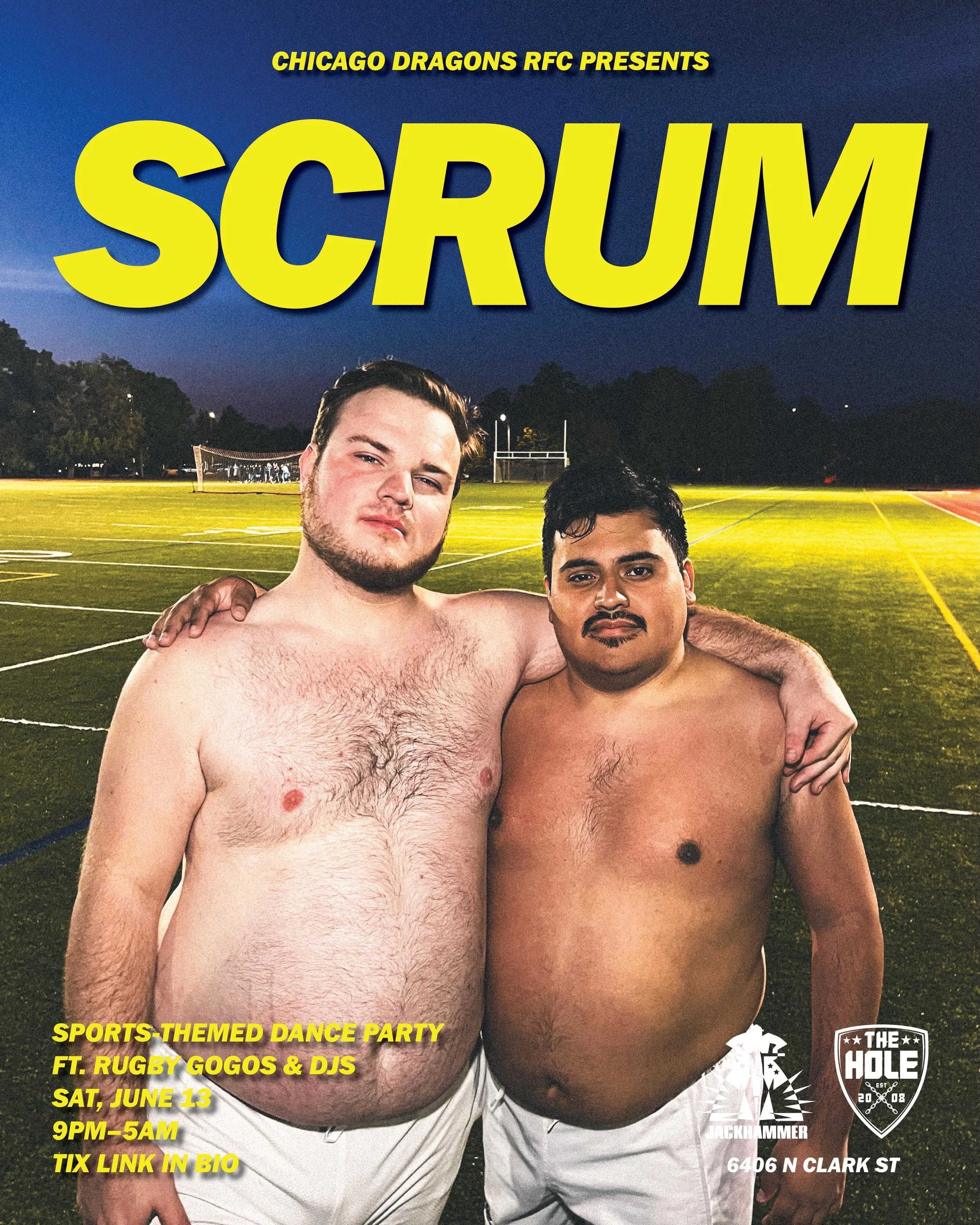🏳️&zwj;🌈 SCRUM: Pride Edition
Sat, June 13
9pm&ndash;5am

Celebrate Pride Month with the Chicago Dragons Rugby Football Club for a full night of music, dancing, and sweaty SCRUM energy.

Ticket link in bio.