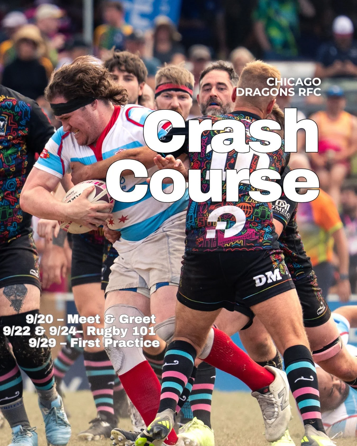 You&rsquo;re invited to Crash Course, our fall intro week where you&rsquo;ll learn everything you need to unleash your inner rugby player! 

The week begins with an informal meet and greet at the Chicago Eagle, where you can mingle with the Dragons a