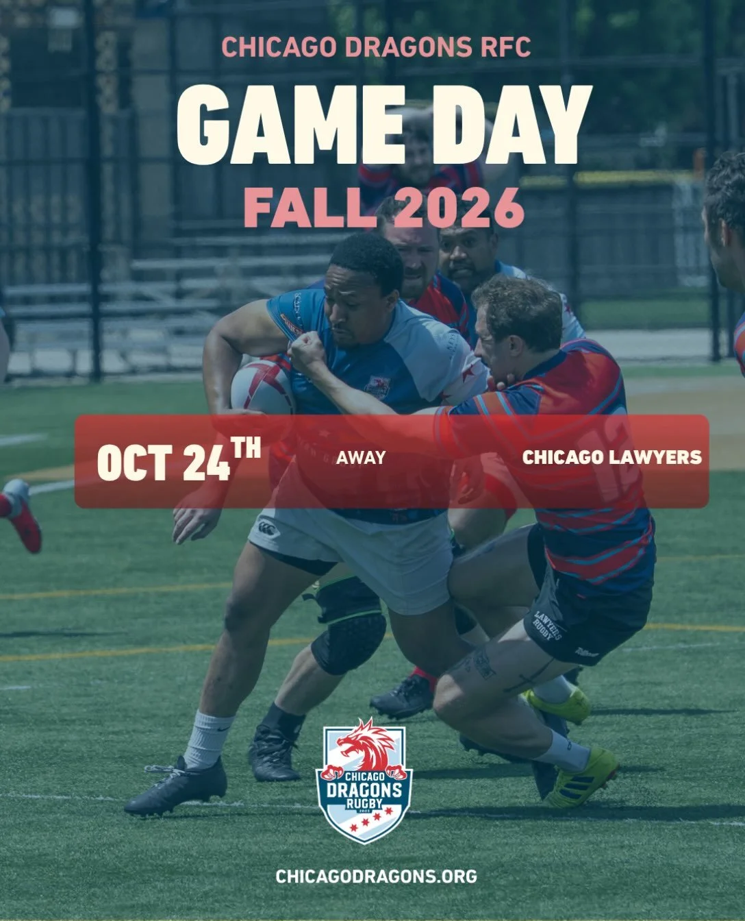 Final match of the season! This Saturday we&rsquo;re facing off against our friends @chicagolawrugby. Kick off is a 1pm sharp at ITW Speer Academy (5321 W Grand Ave). See y&rsquo;all on the pitch!