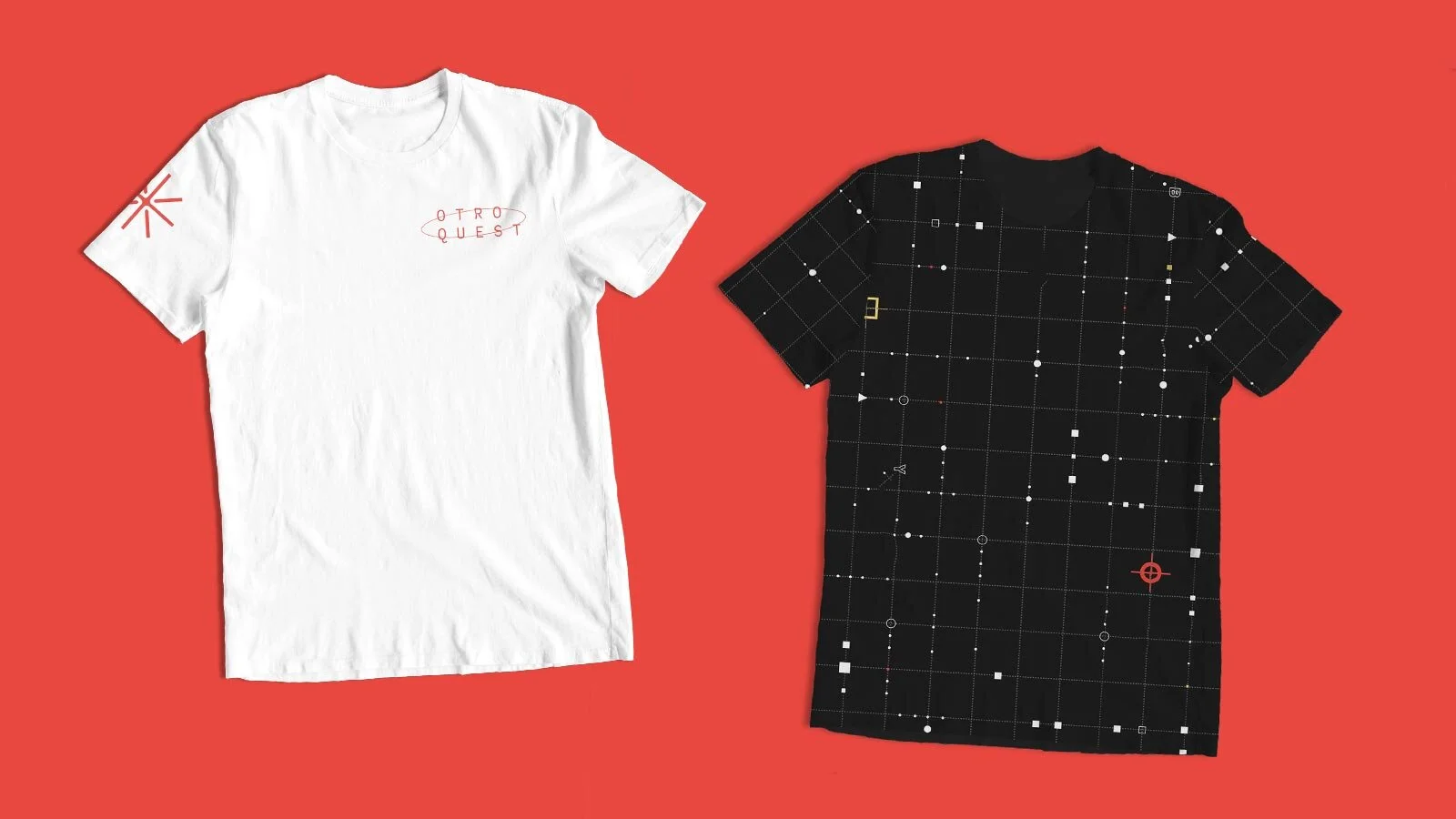  Preview of two OtroQuest branded t-shirts in merch store 