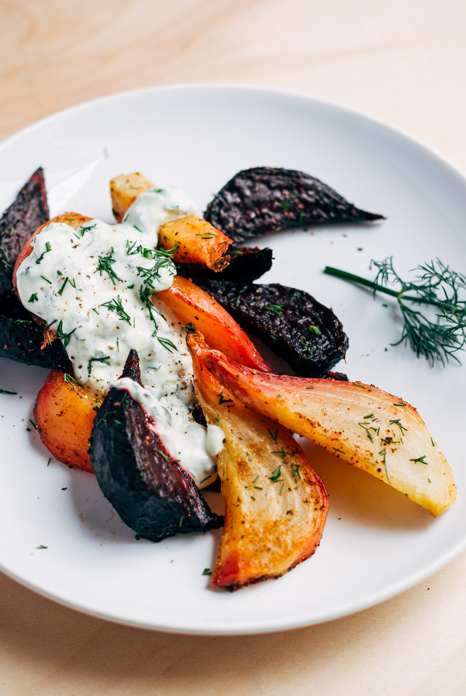 Grillaðar rauðrófur og sætar kartöflur með Tzatziki