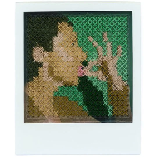 Hold your Tongue, stitched Polaroid print