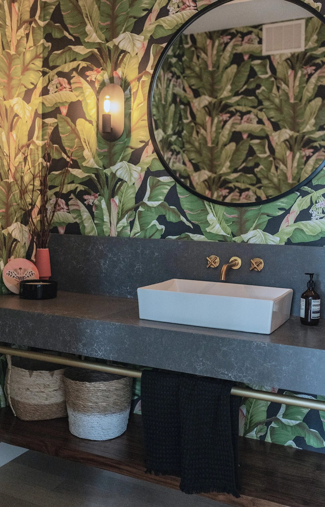 bold wallpaper powder room