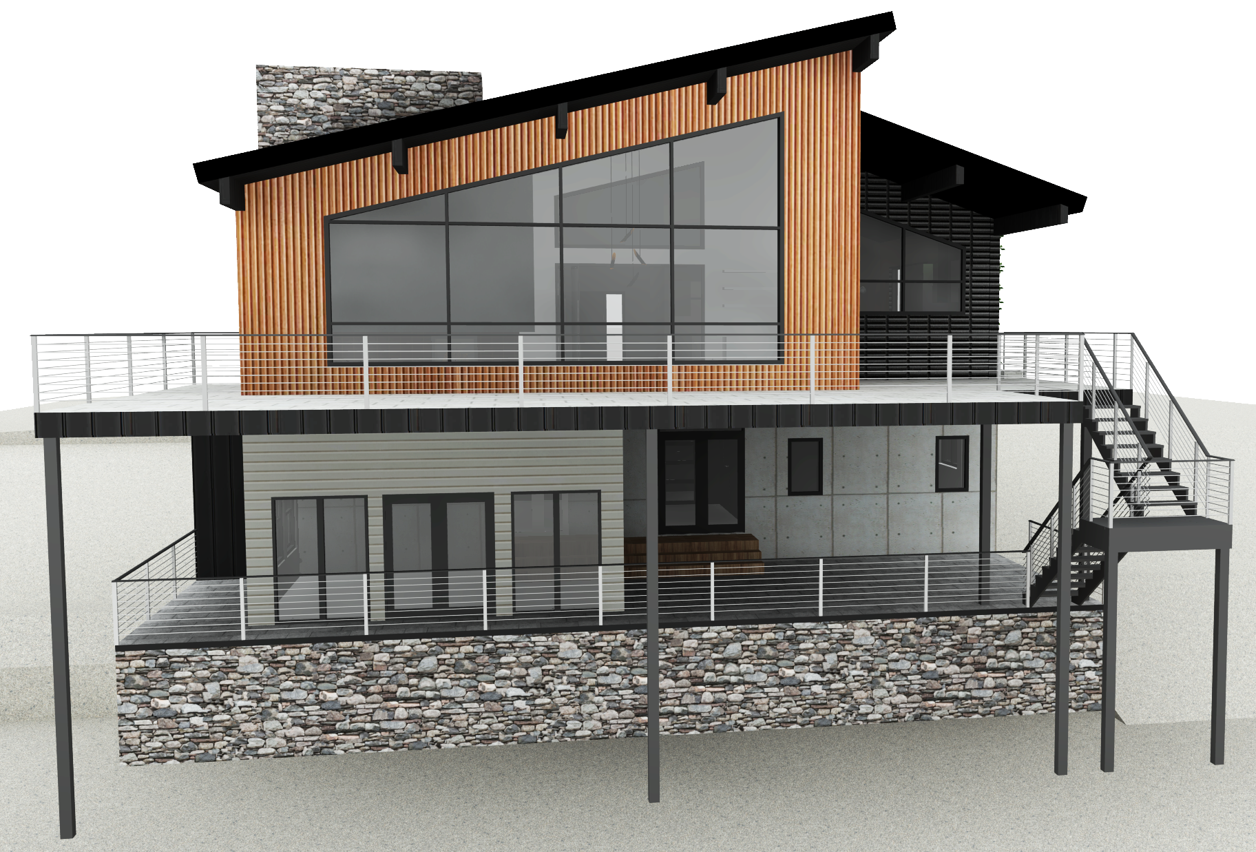 3D concept rendering of cottage front exterior prior to building