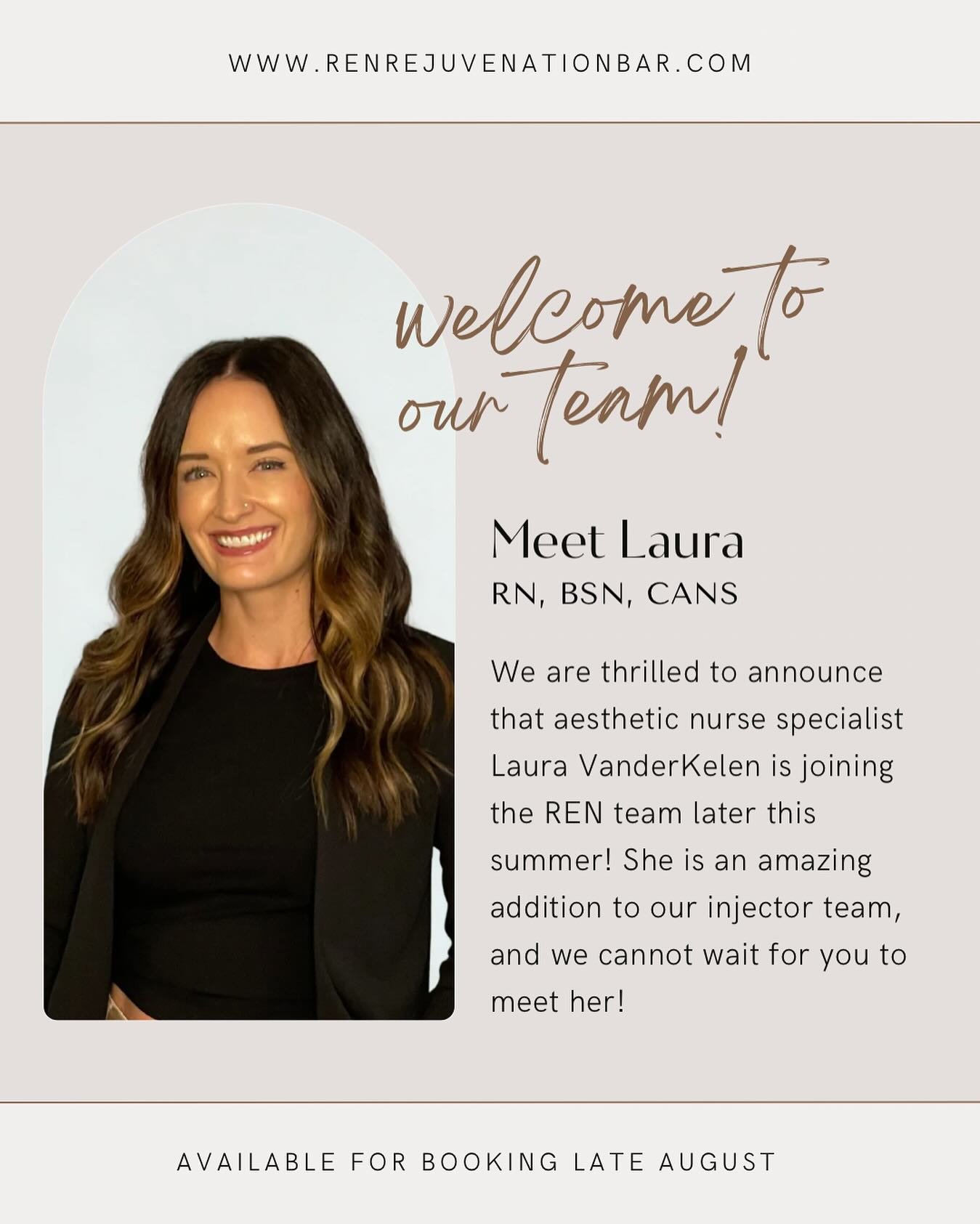 Secrets out! REN is growing! 

We are THRILLED to announce the addition of Laura, aesthetic nurse specialist to our injector team! She comes with over 11 years of nursing experience, including working in a plastic surgery clinic preforming injectable