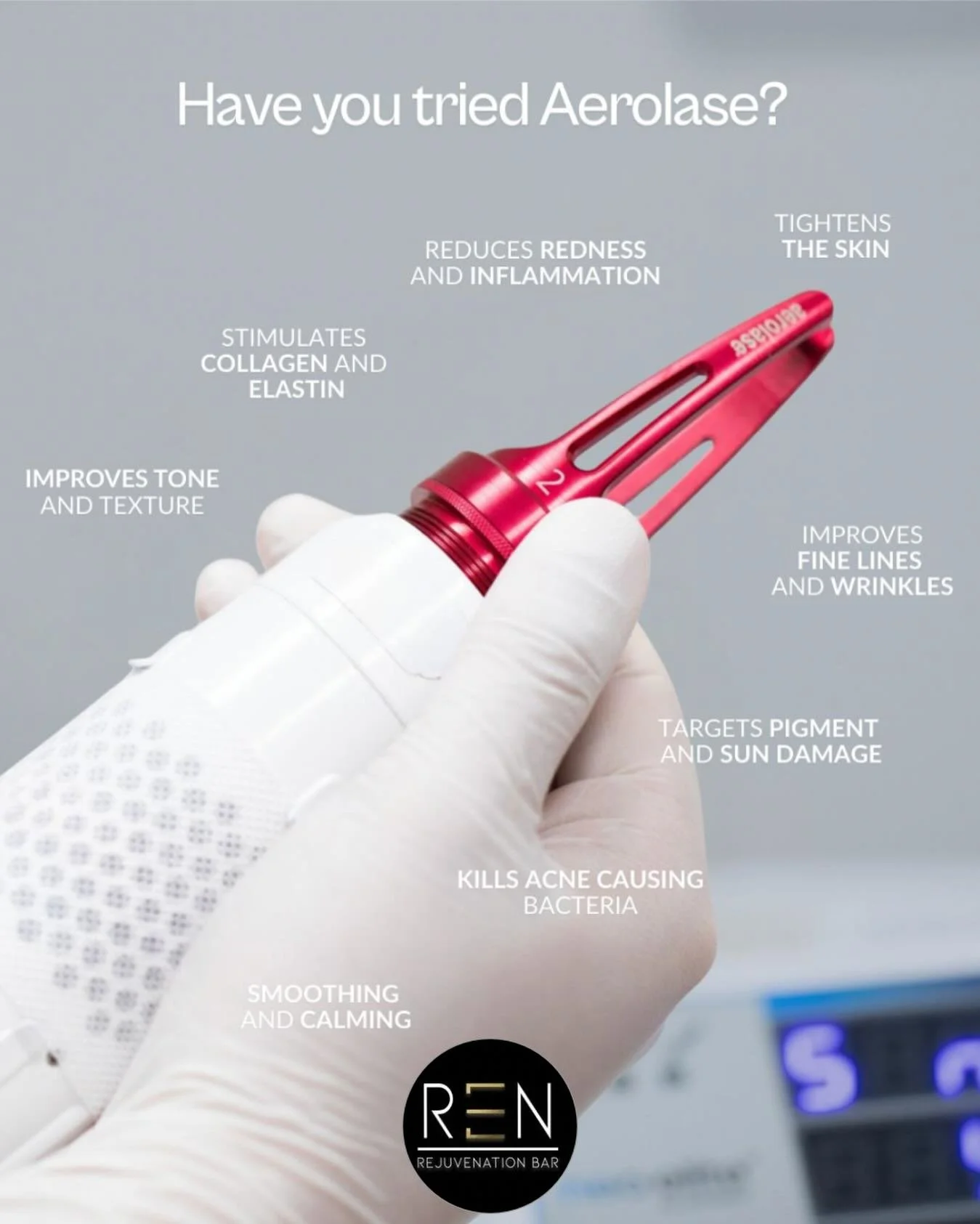 Aerolase Neo Elite ✨

This powerful, yet gentle laser is:

✔️ Virtually pain-free
✔️ No downtime (like&hellip; zero)
✔️ Calms redness &amp; inflammation
✔️ Kills acne-causing bacteria
✔️ Improves tone, texture, pigment &amp; fine lines
✔️ Stimulates 