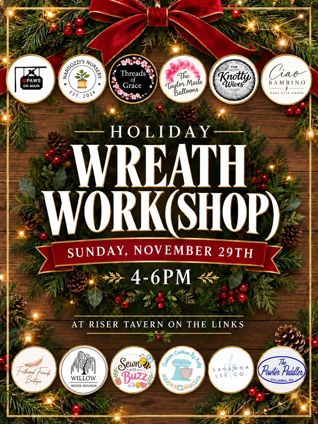Holiday wreath workshop flyer with Ciao Bambino.png