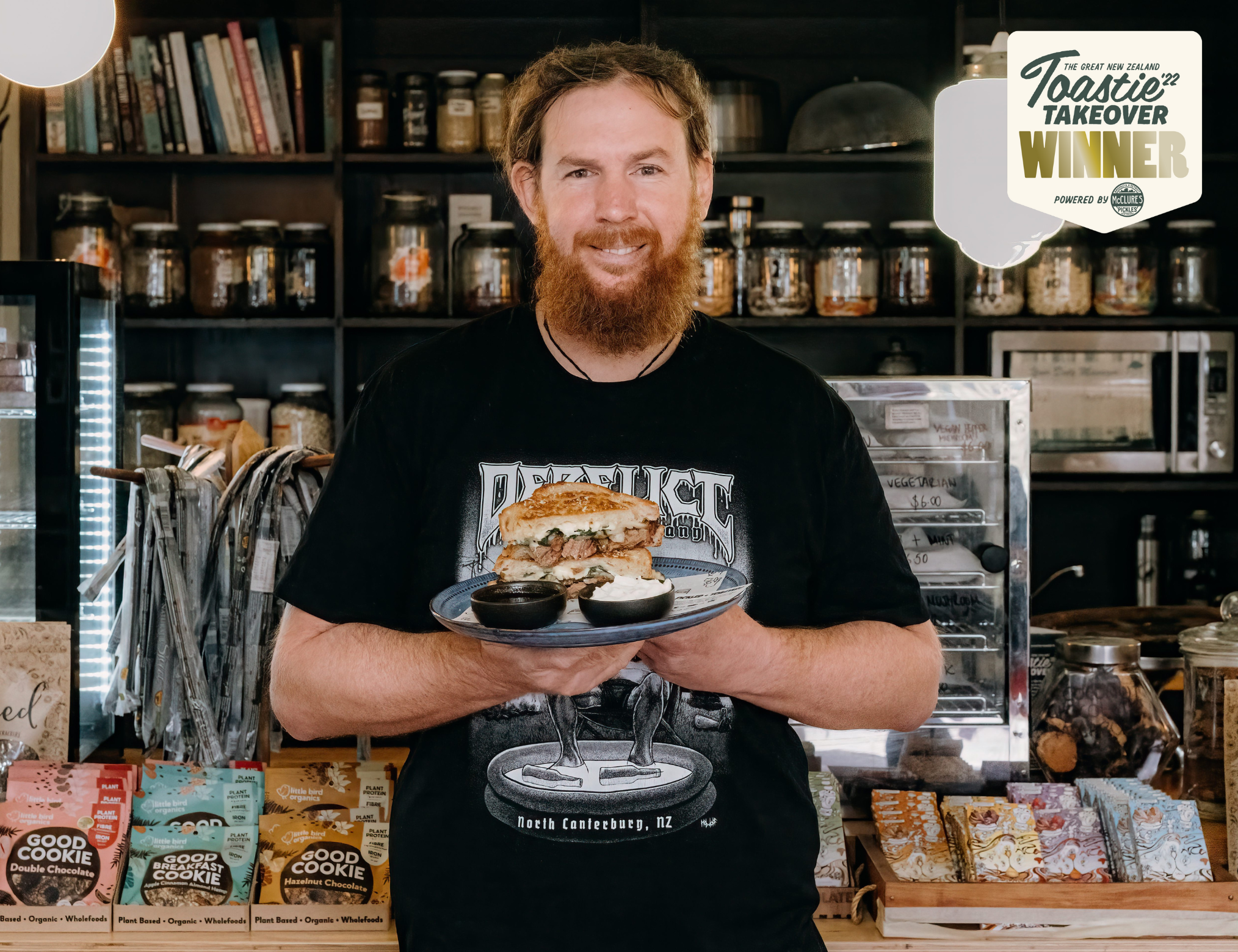 Winner of the Great New Zealand Toastie Takeover 2022: Chef Chef Rich Johns from Rotorua’s Okere Falls Store and Craft Beer Garden