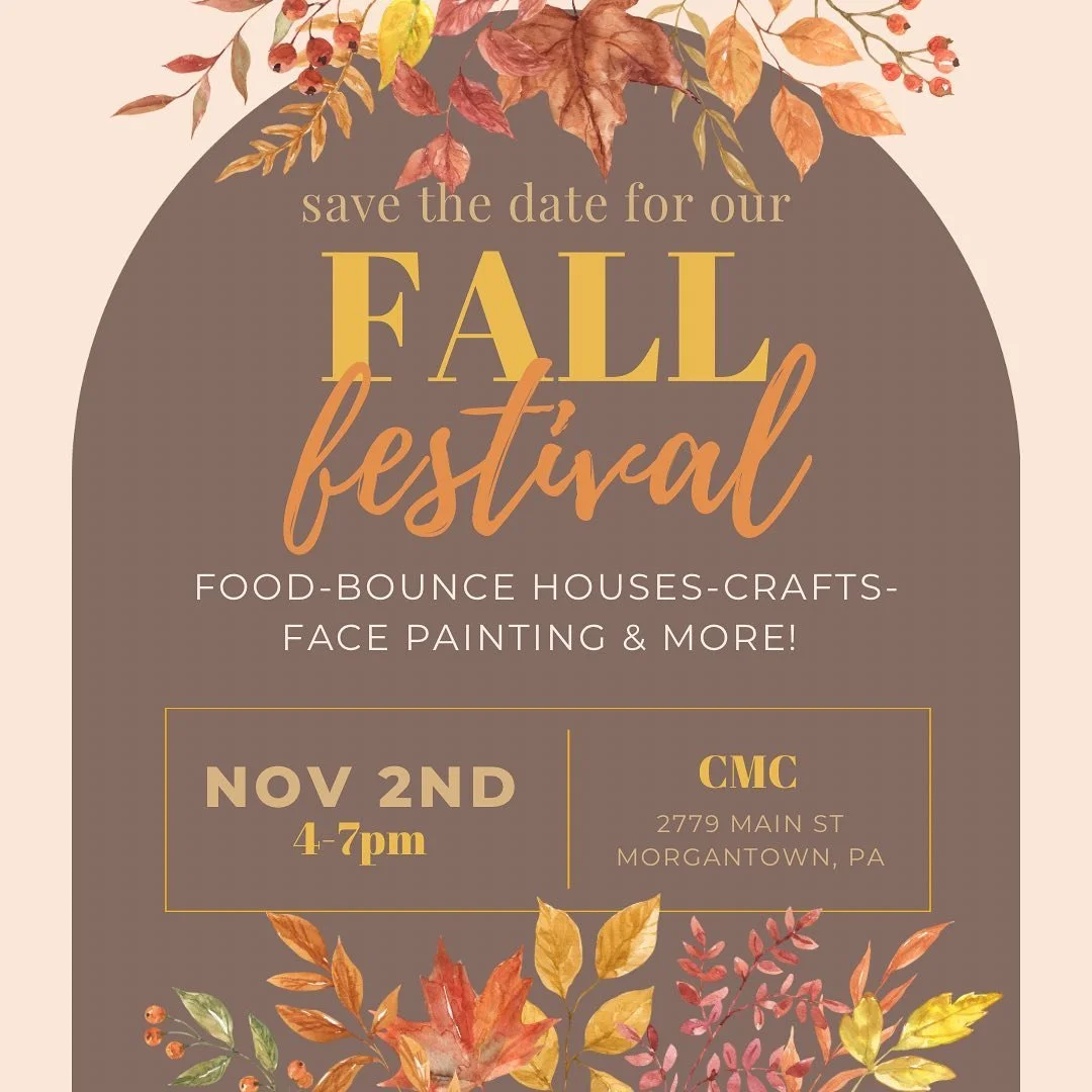 Save the date! Our annual fall fest will be Saturday, Nov 2nd, from 4-7pm here at CMC. We will have food, bounce houses, face painting, and more! Invite your friends and family and join us for a fun night of fellowship!