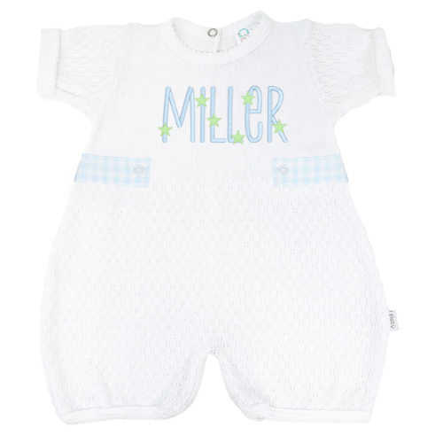 PRE-ORDER Paty Knit Baby Bubble with Gingham Side Tabs