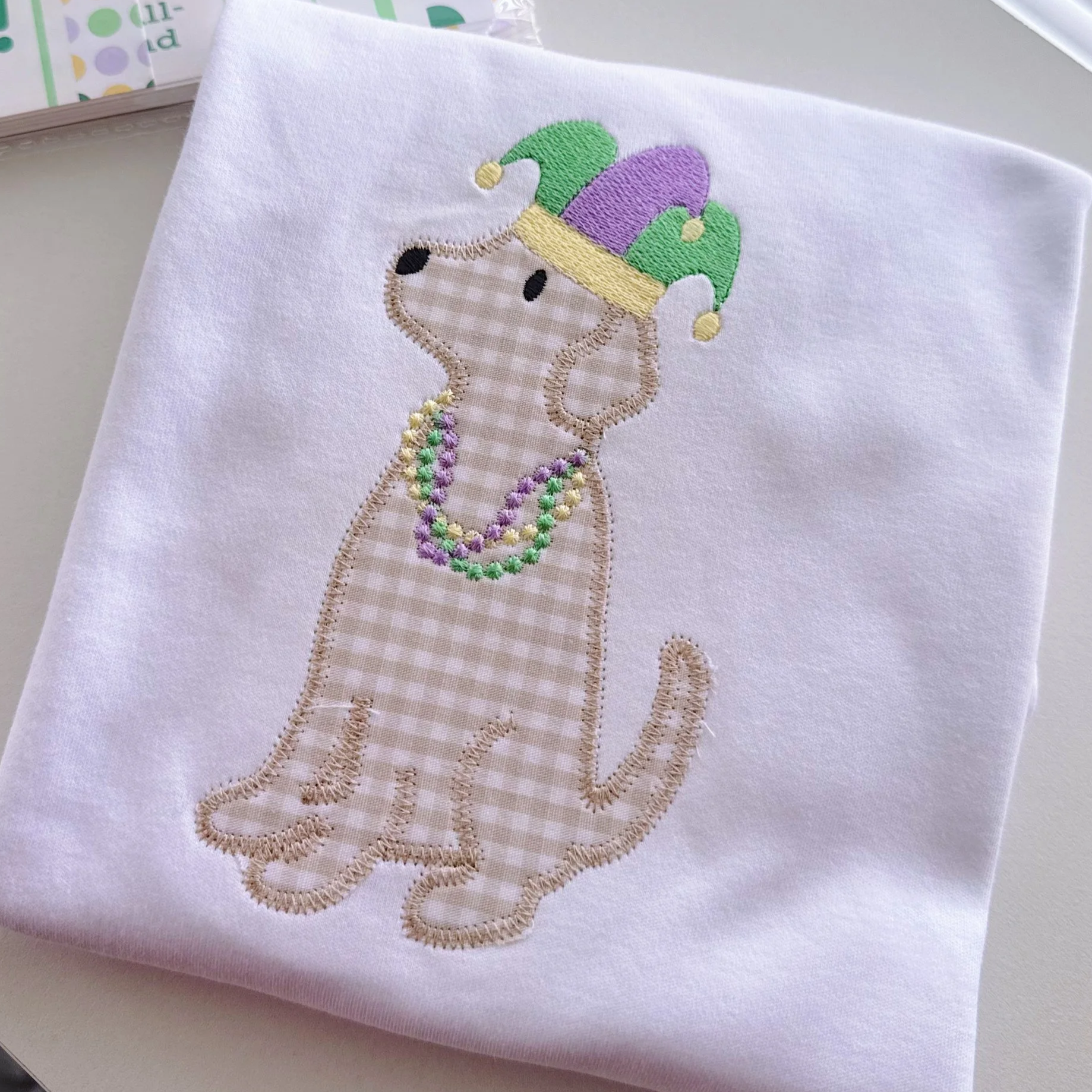 PRE-ORDER Mardi Gras Puppy Applique Shirt