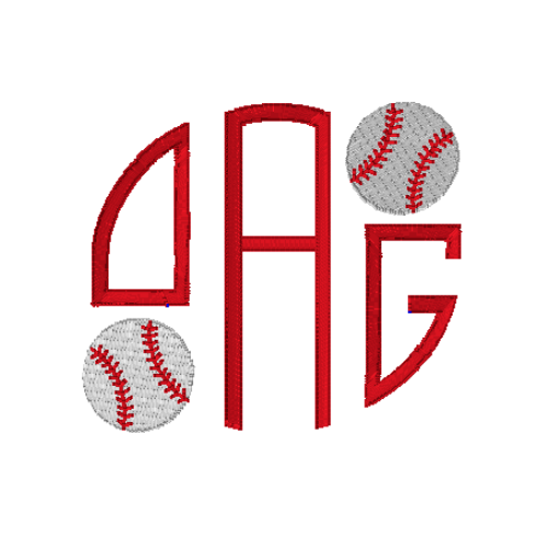 Baseball Circle Monogram (Left or Center)
