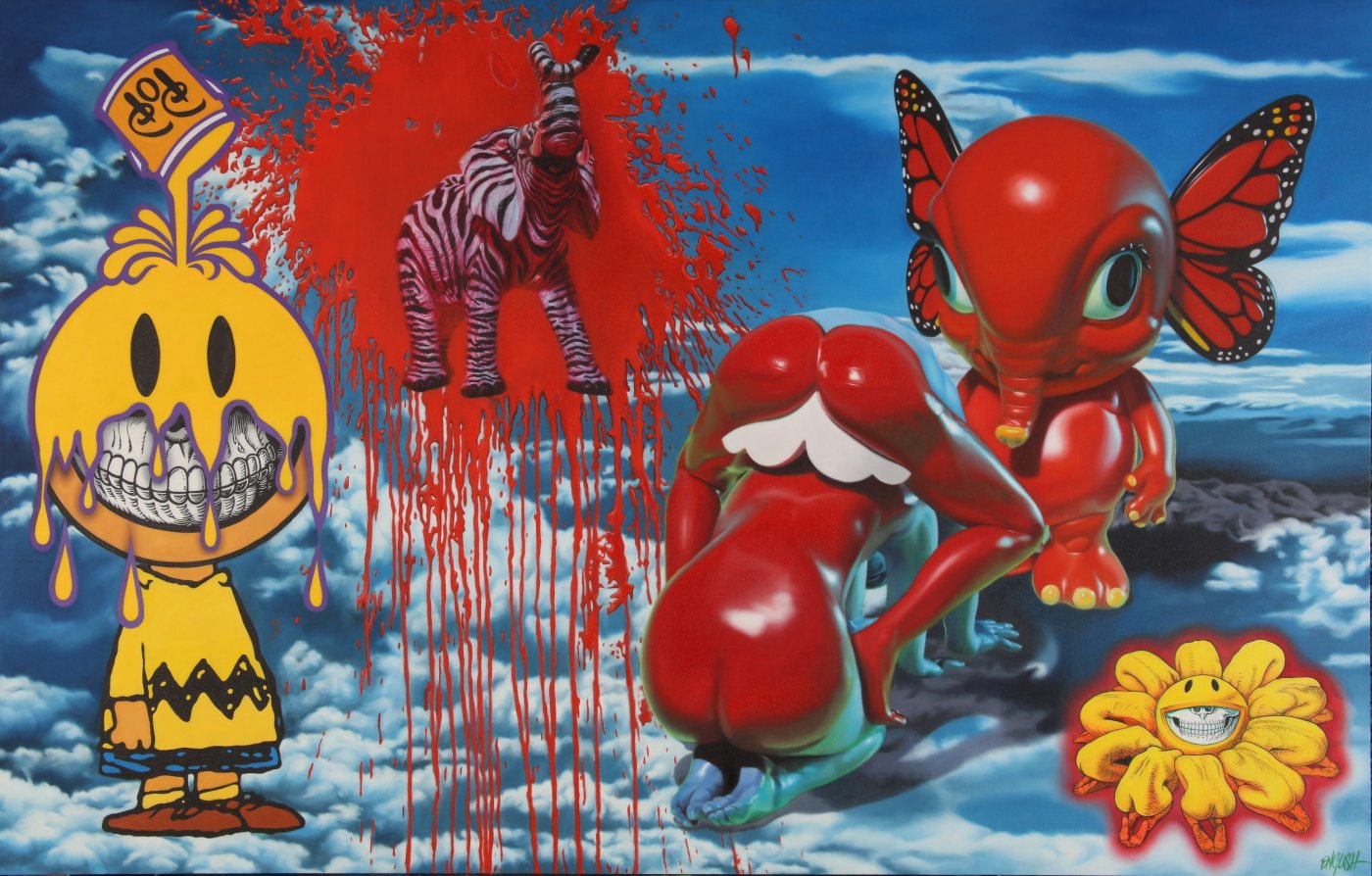 BRAND ROYALTY Pop Grin, Lady Lips, Zelephant and Elefanka , oil on canvas 50 x 78.JPG