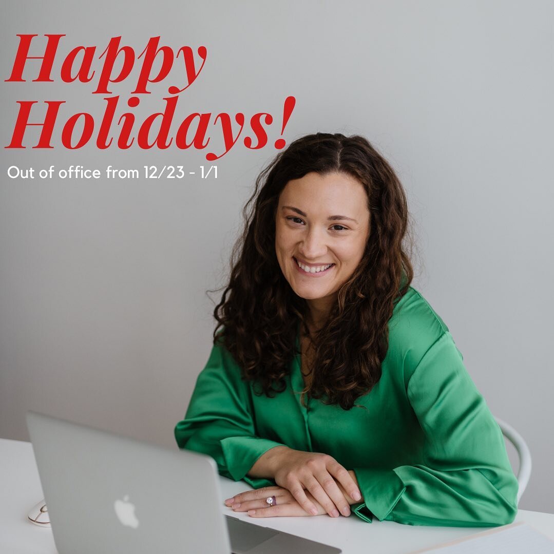 Officially out of office December 23rd and will return January 2nd! I hope you&rsquo;re able to find some relaxation and joy over the holidays. I&rsquo;m thankful for each client who&rsquo;s shared space with me this year and look forward to many mor