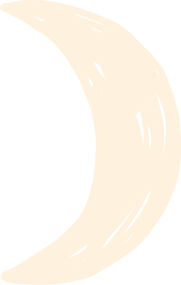 A cream illustrated crescent moon