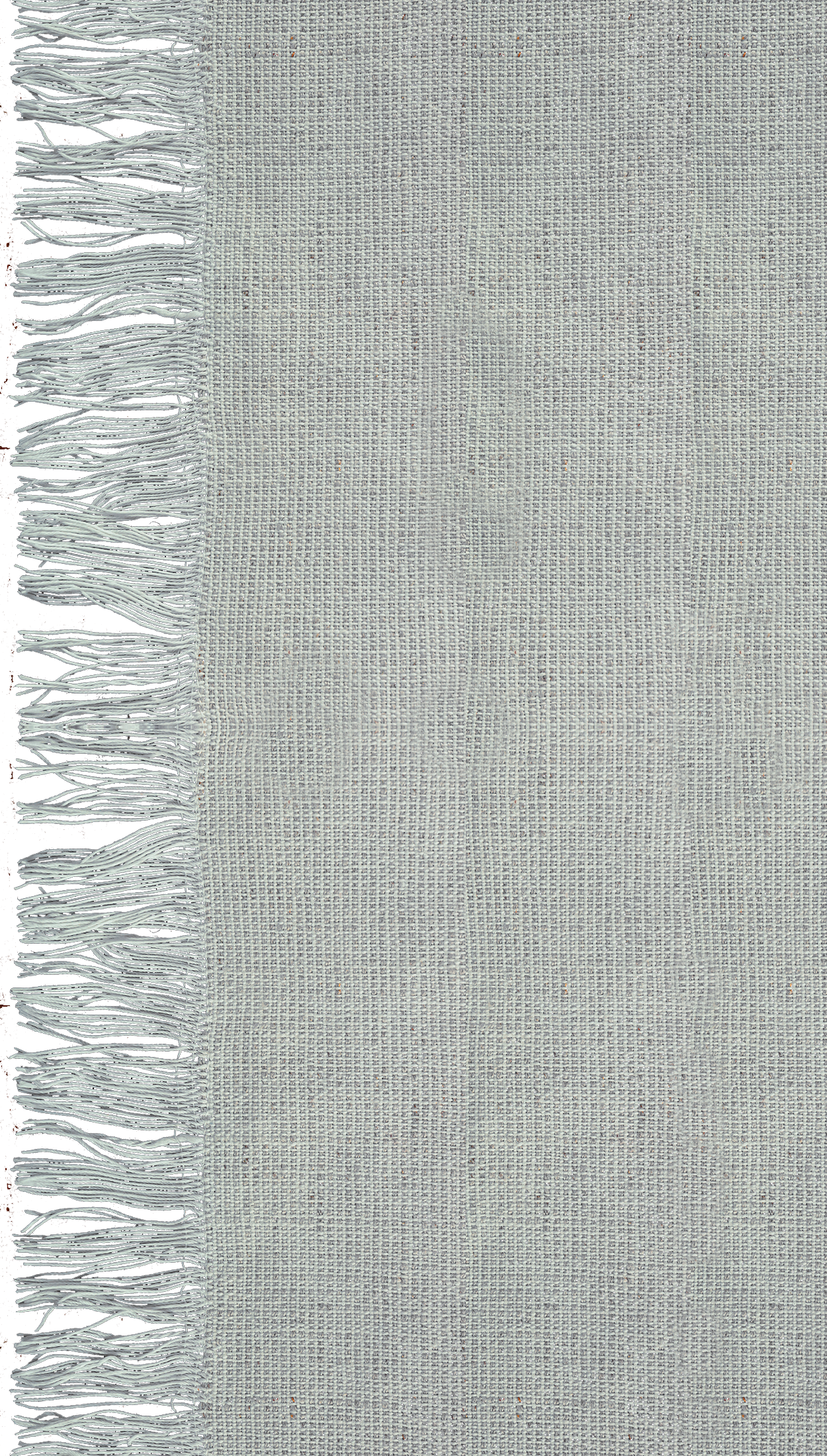 A green-gray piece of fabric with a frayed edge