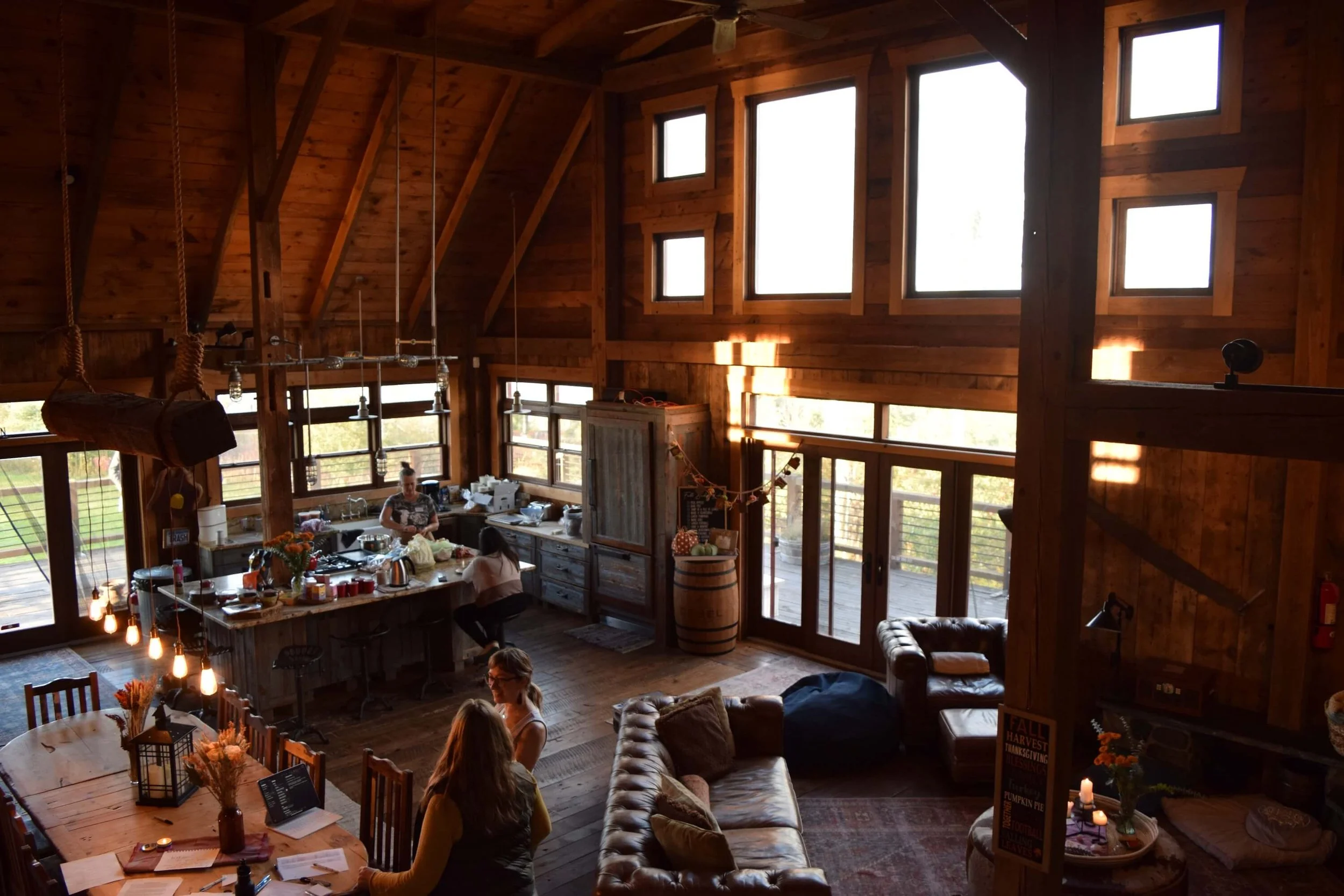 A dim photo of the retreat space