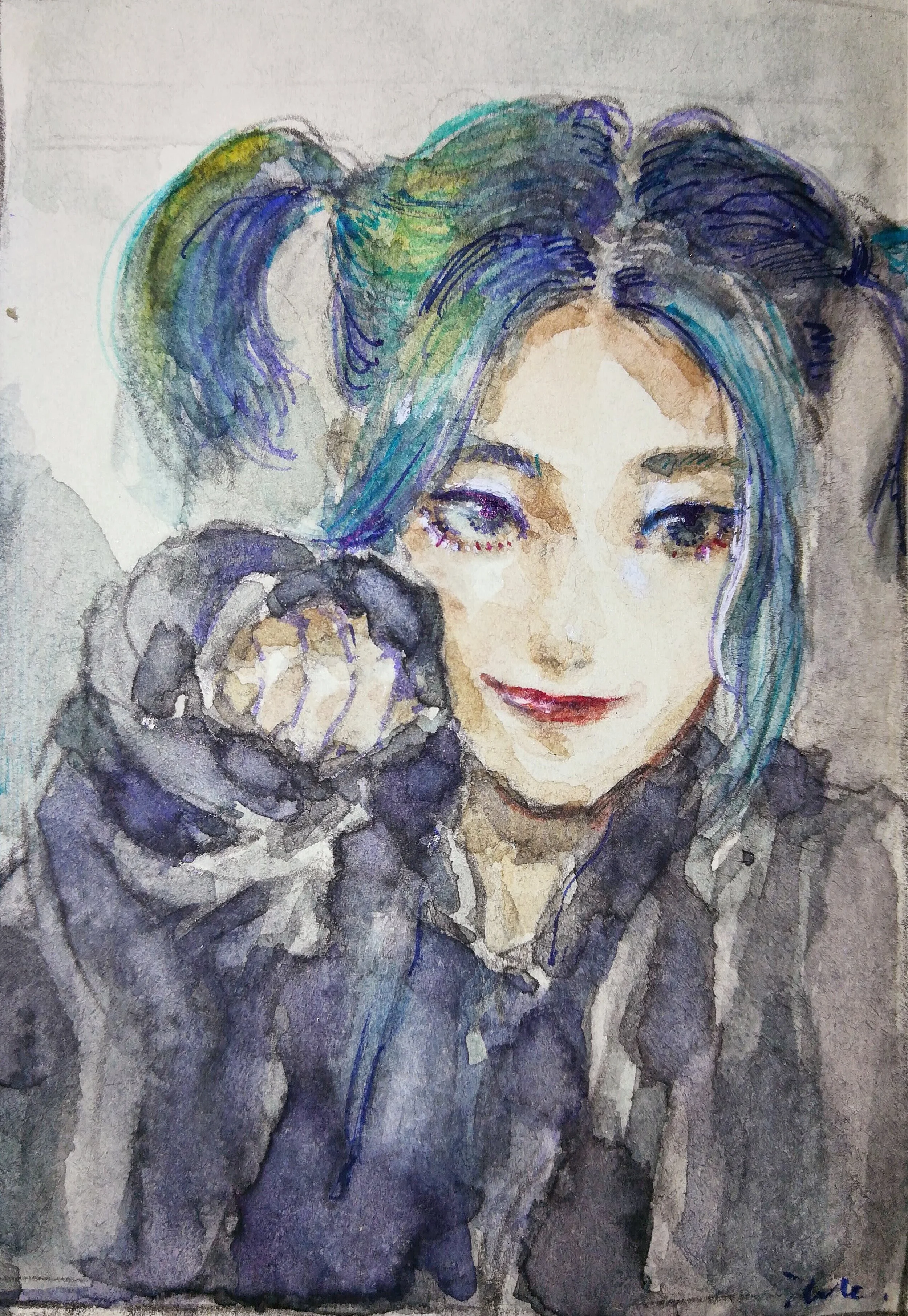 Watercolour portrait of a girl 