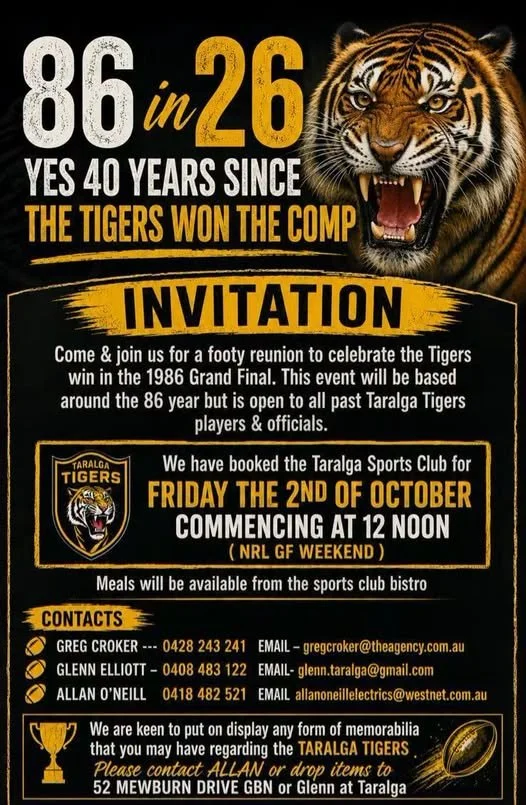 Celebrate the 40 year anniversary of the Tiger's win of the Grand Final