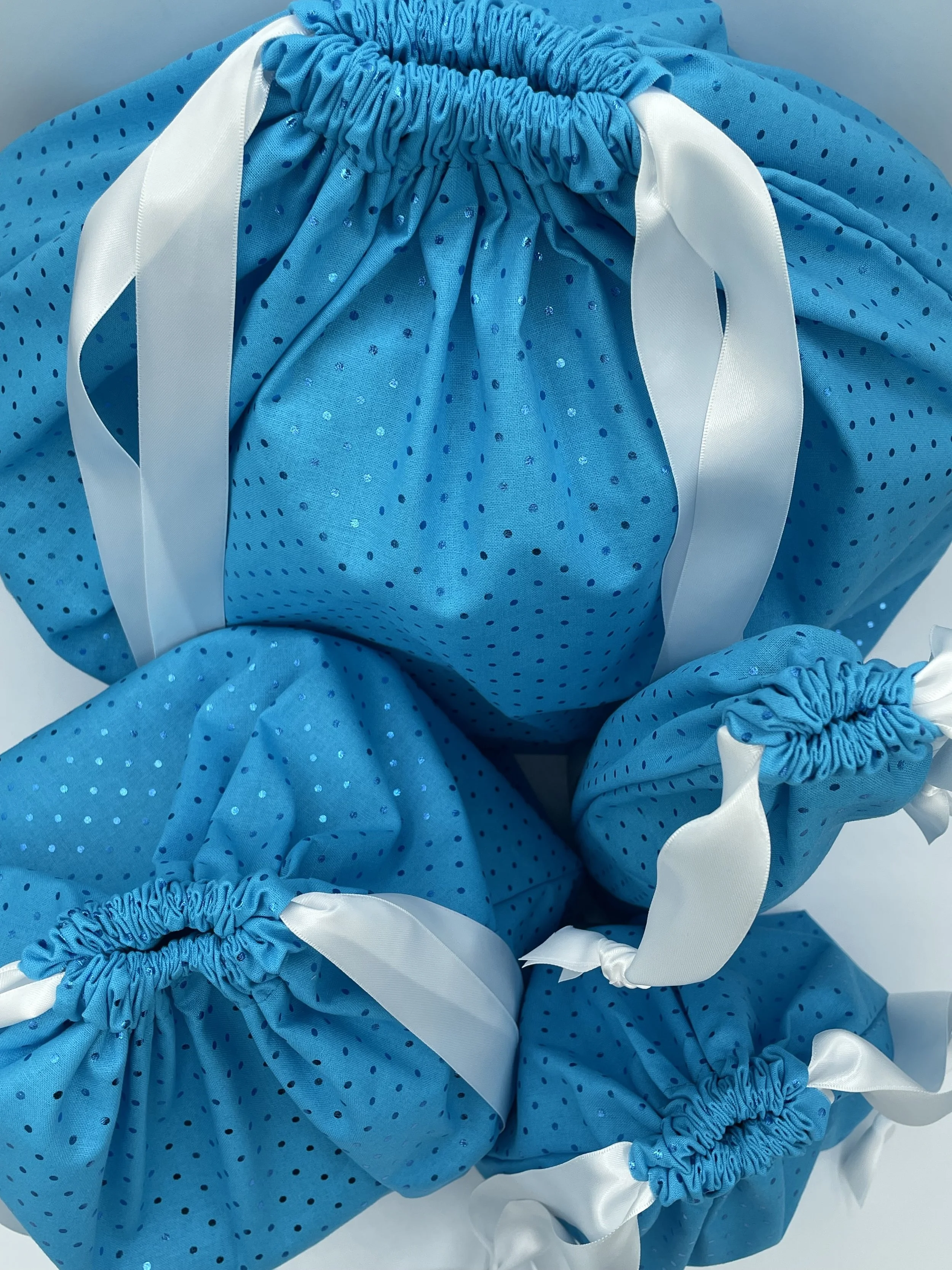 ★EMS★ CHECK STRING ECO BAGSKY BLUE Reusable Drawstring Gift Bag: Blue Sparkle — SimpleEcoSolutions
