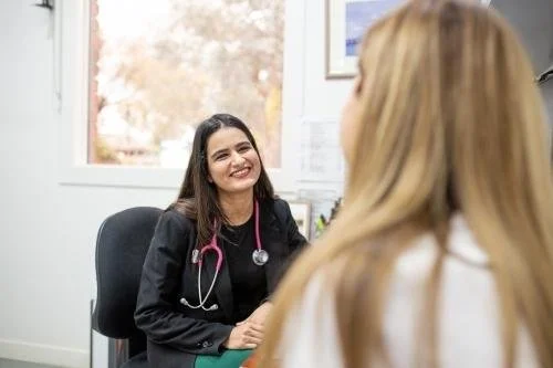 Female GP providing confidential Medical Termination of Pregnancy (MTOP) consultation at Strathpine GP Superclinic.