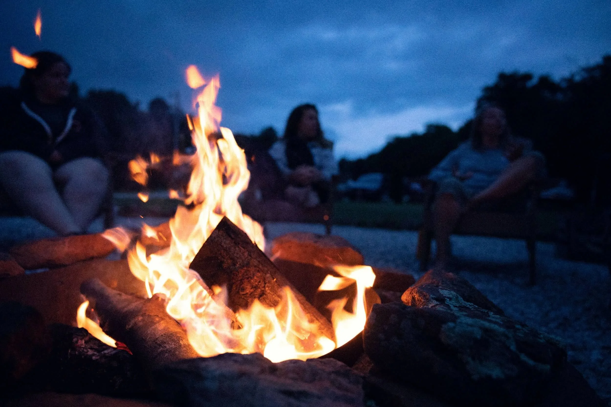 Gathering around the fire pit