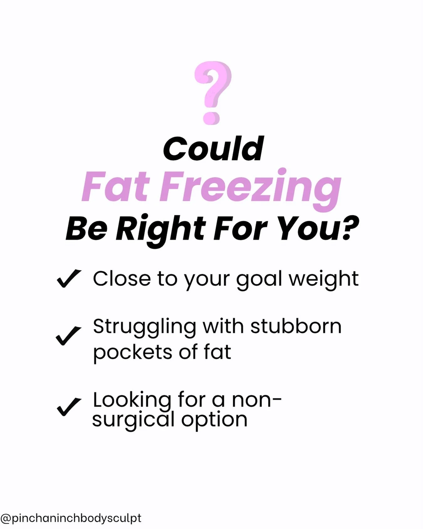 Wondering if fat freezing could help with those stubborn areas that won&rsquo;t budge despite diet and exercise? Book a free body assessment and we&rsquo;ll discuss your goals, answer your questions, and determine if the treatment is right for you. P