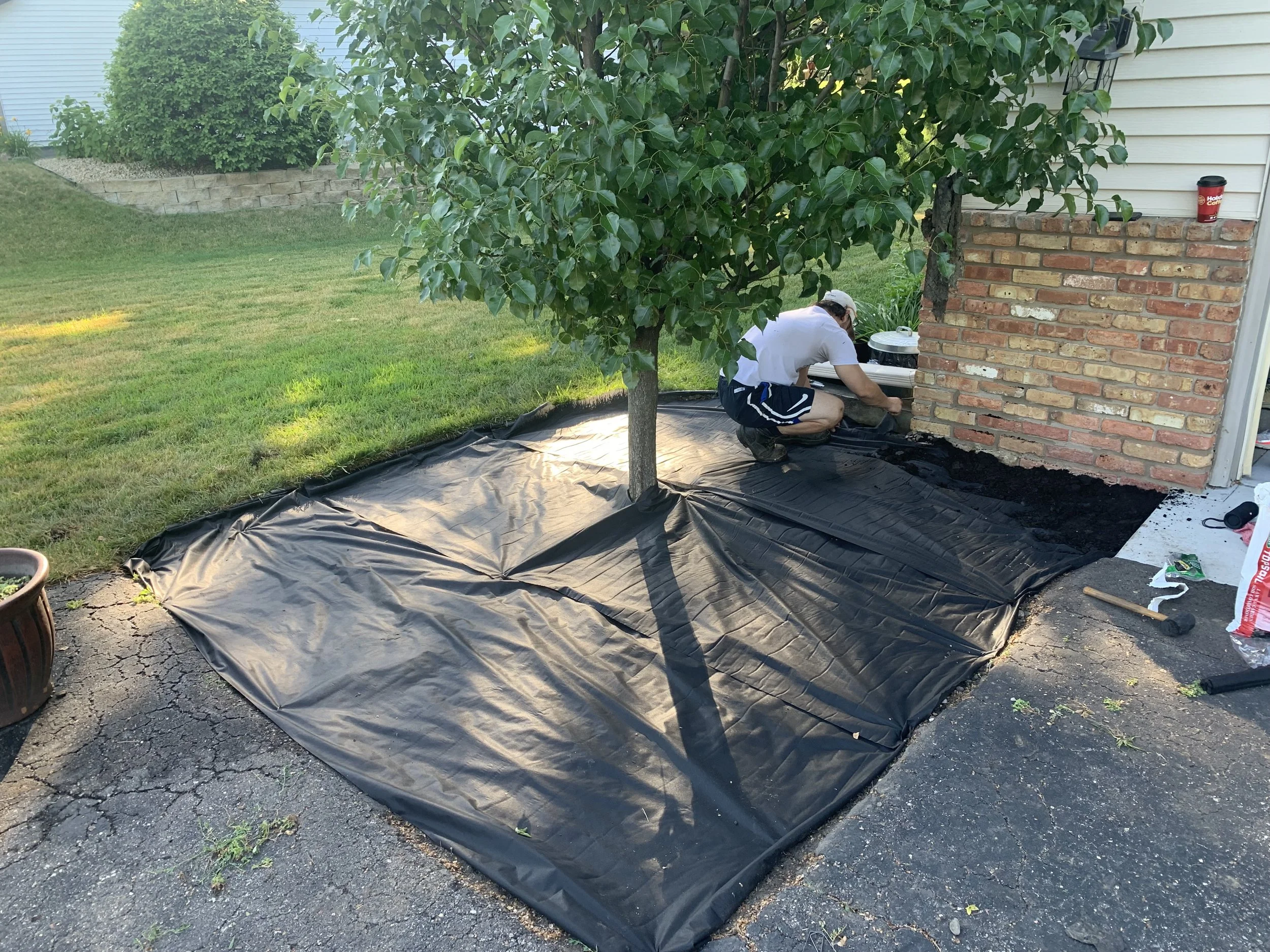 Rocks Removed & Tarp laid.