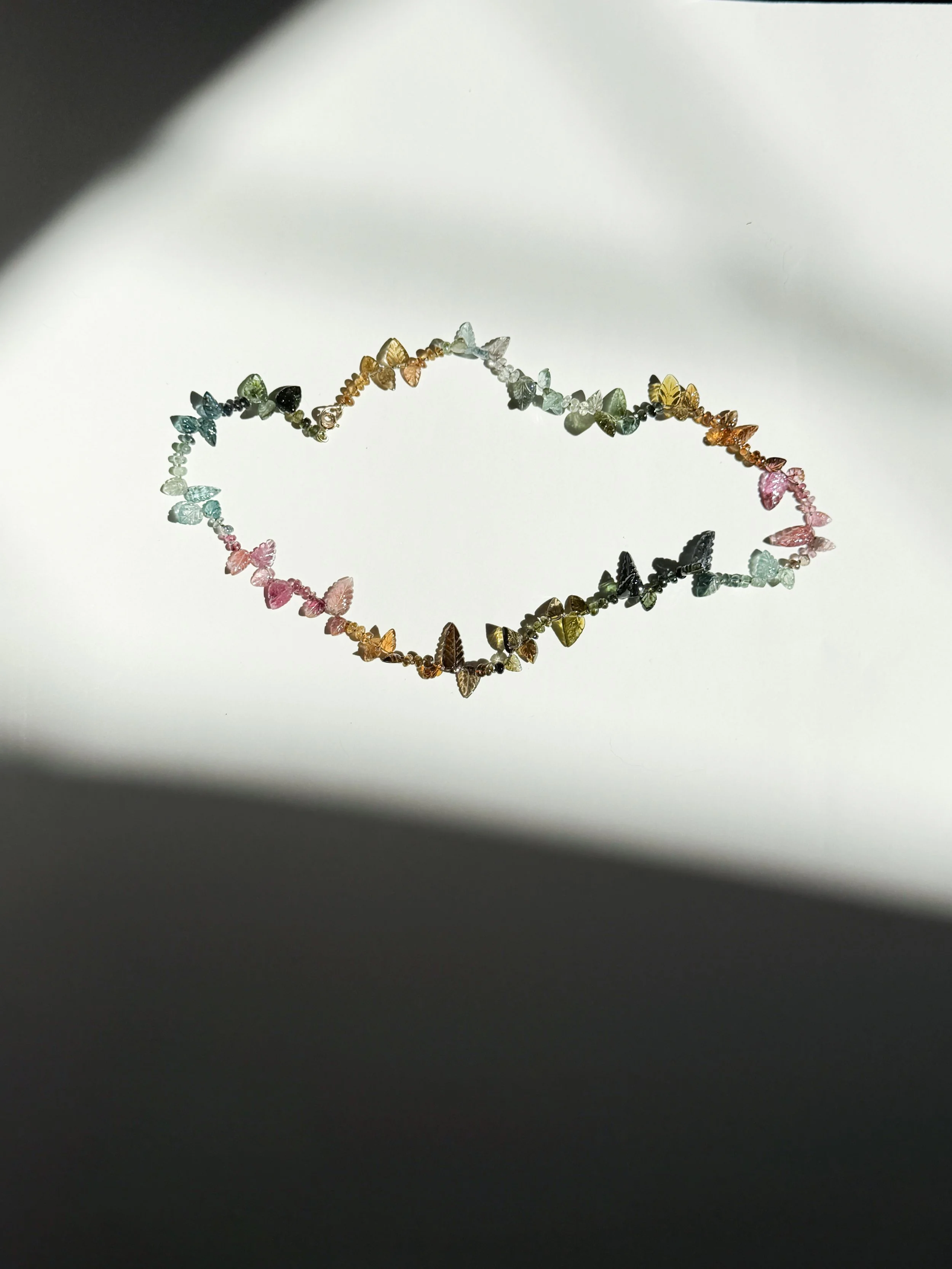 14K One-of-a-kind Carved Tourmaline Simple Layering Necklace