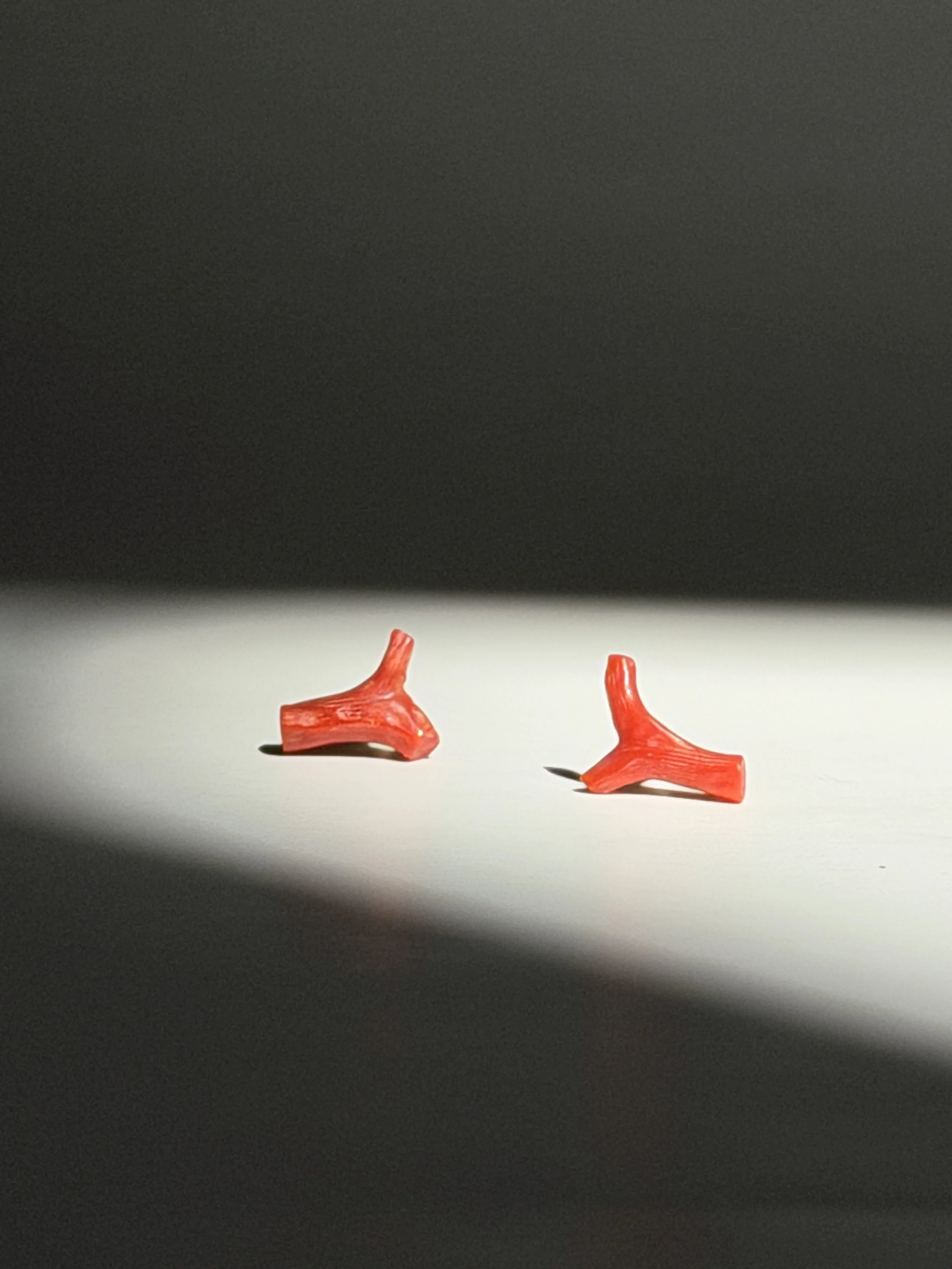 14K Vintage Italian Coral Studs