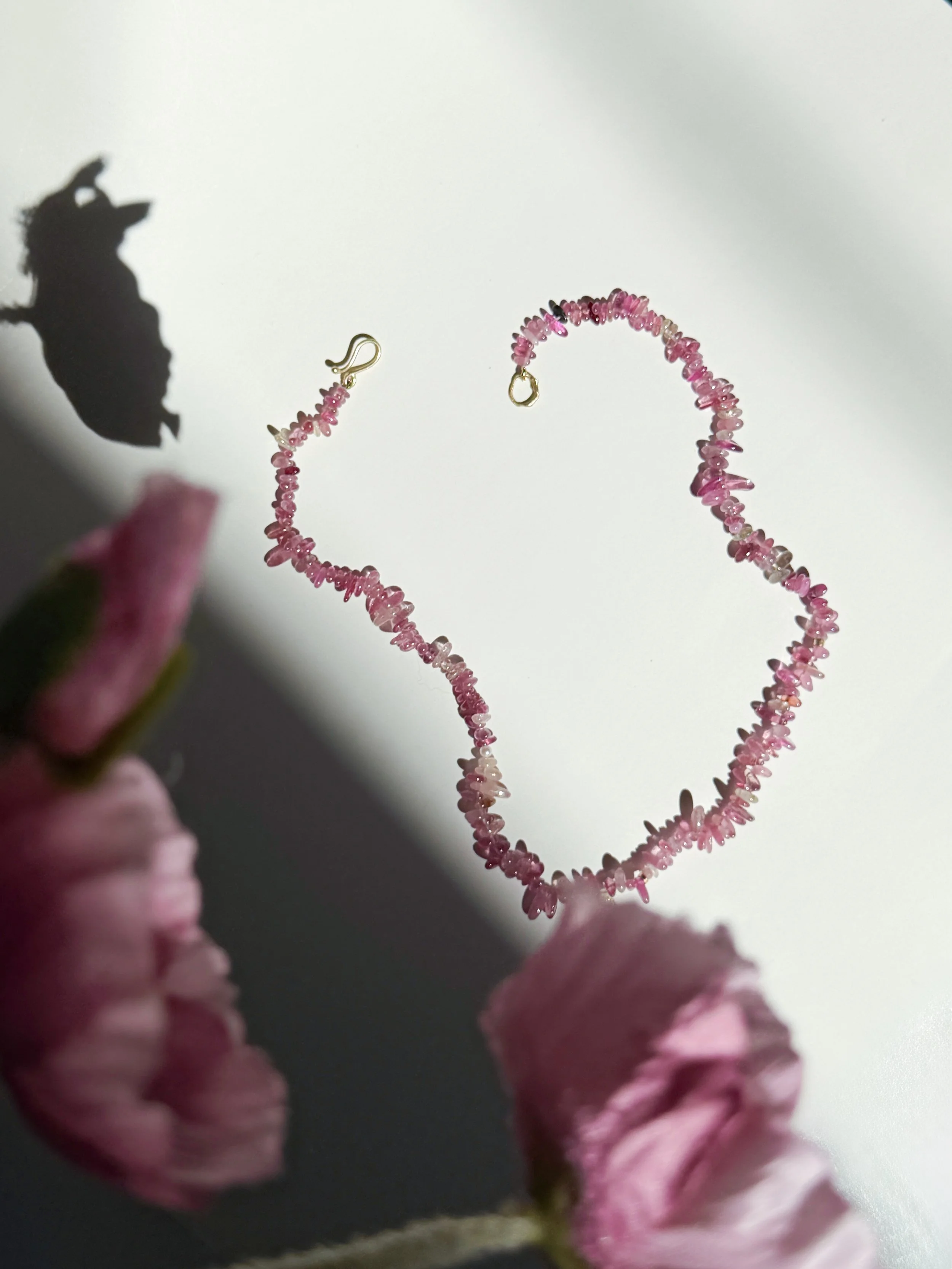 14K One-of-a-kind Pink Tourmaline Simple Layering Necklace